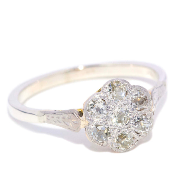 Lottie 1940s Old Cut Diamond Cluster Ring 9K White Gold
