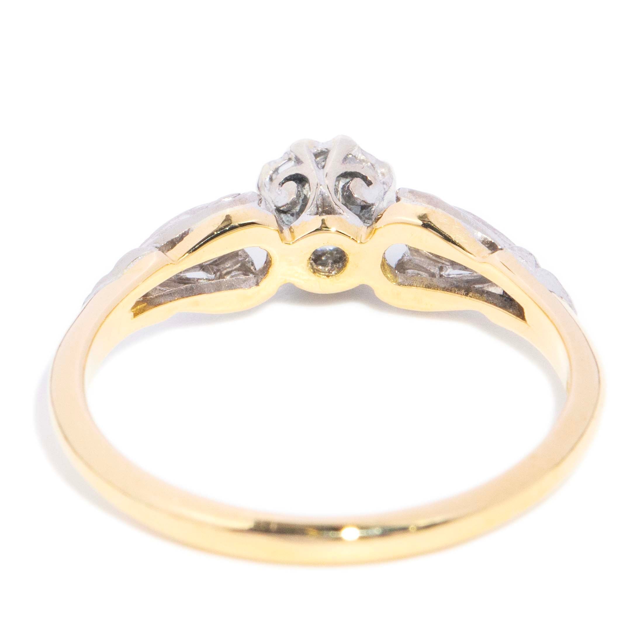 Louisa Old Cut Diamond Leaf Ring 18K Yellow Gold & Platinum Rings Imperial Jewellery 