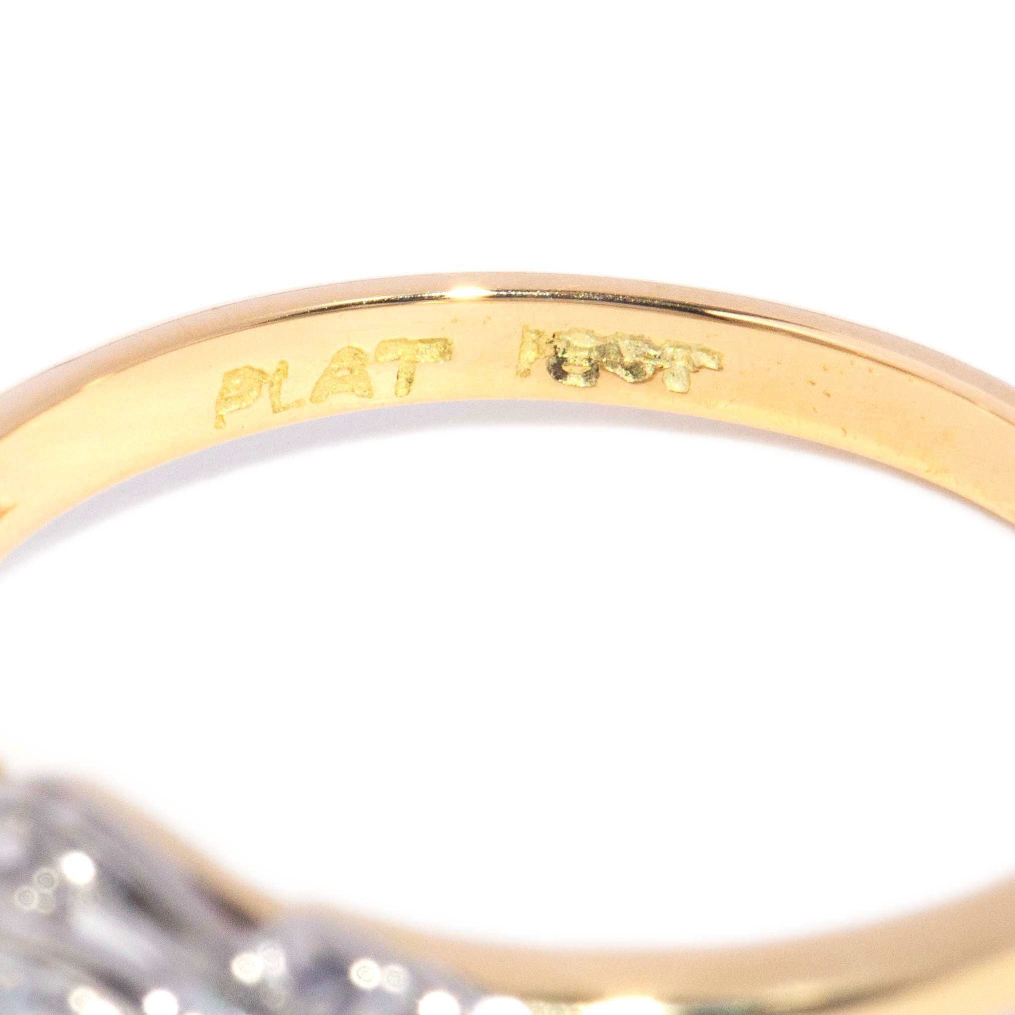 Louisa Old Cut Diamond Leaf Ring 18K Yellow Gold & Platinum Rings Imperial Jewellery 