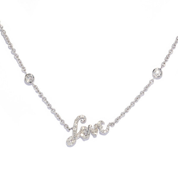 Lovelene Diamond "Love" Necklet 14ct White Gold Pendants/Necklaces Imperial Jewellery 