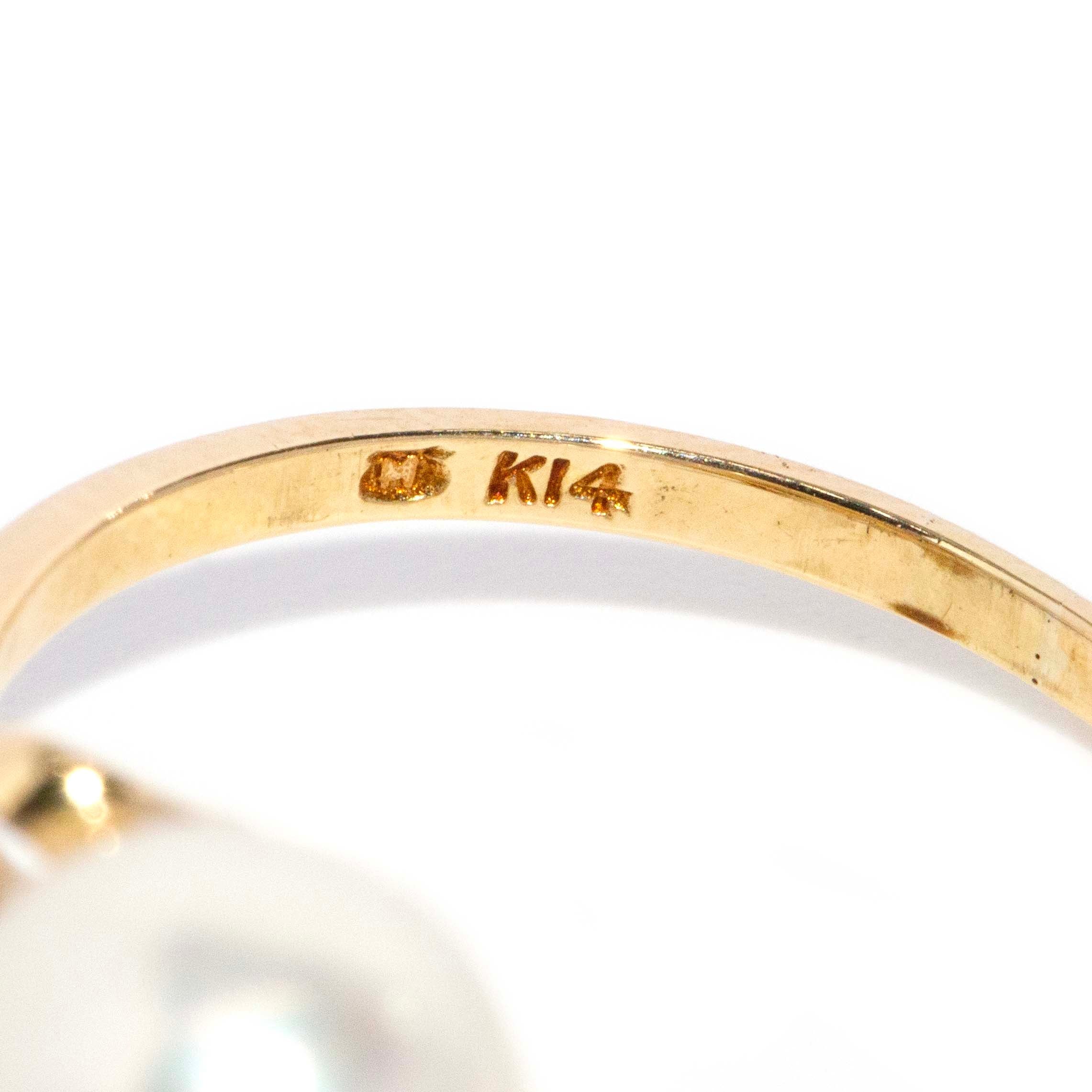 Lux Vintage Circa 1980 Akoya Pearl Toi Et Moi Leaf Bypass Ring 14ct Yellow Gold Rings Imperial Jewellery 
