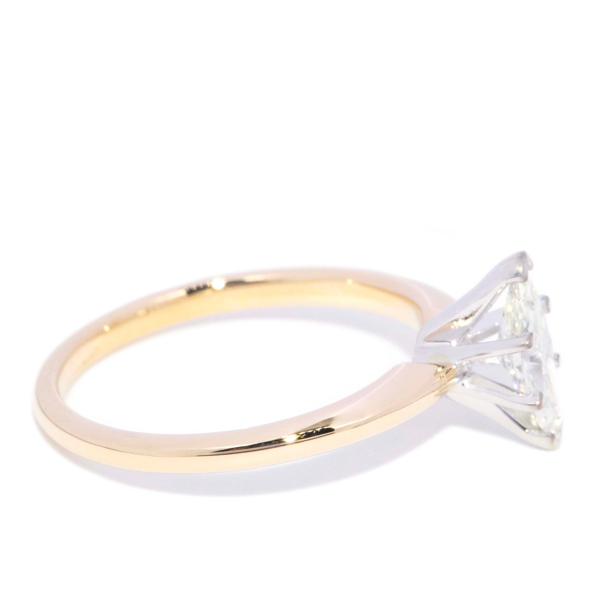 Marnie Marquise Cut Diamond Solitaire Ring 14K Two Tone Gold Rings Anthology Jewellers 