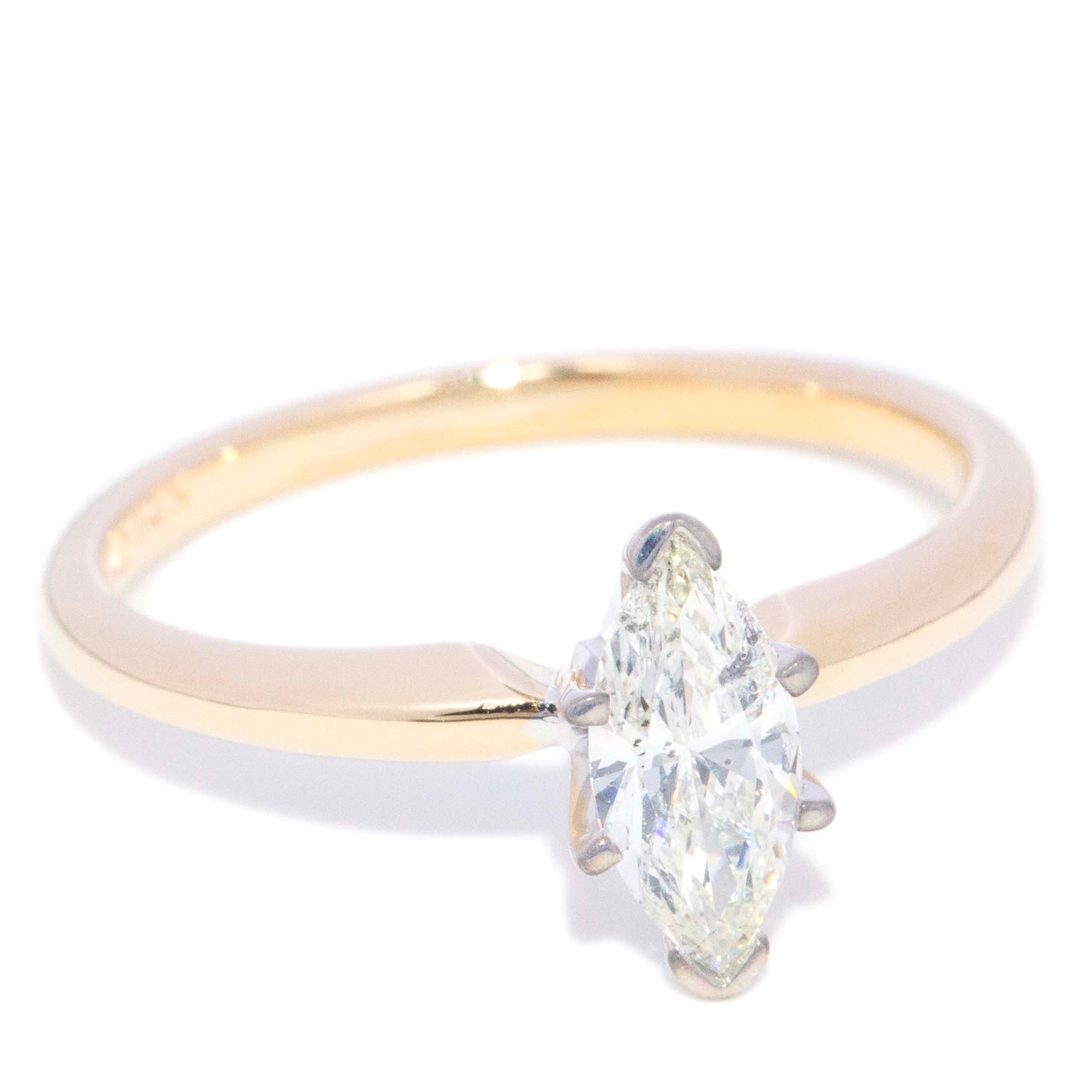 Marnie Marquise Cut Diamond Solitaire Ring 14K Two Tone Gold Rings Anthology Jewellers 