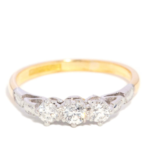 Martha 1970s Diamond Trilogy Ring 18K Two Tone Gold