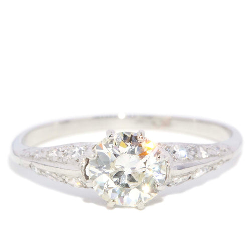 Masie 1930s  Old European Diamond Platinum Knife Edge Ring