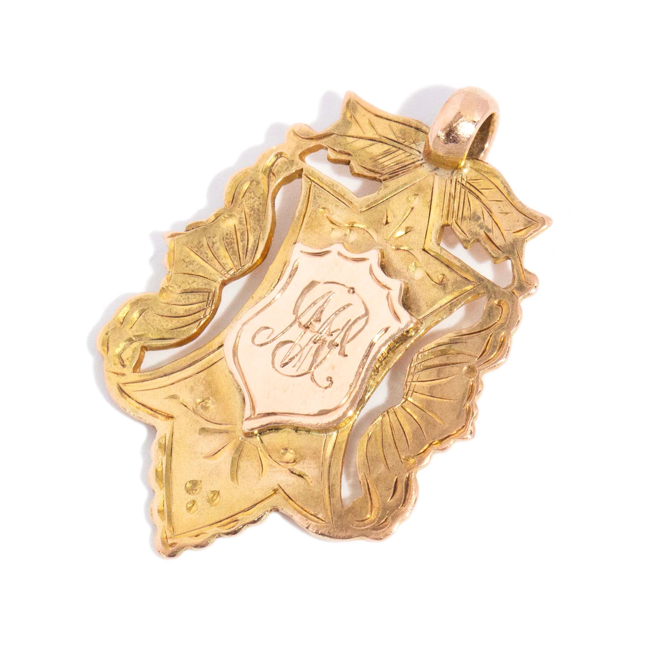 Maud 1924 Engraved & Hallmarked Medallion Shield Award Pendant 9ct Yellow Gold Pendants/Necklaces Imperial Jewellery 