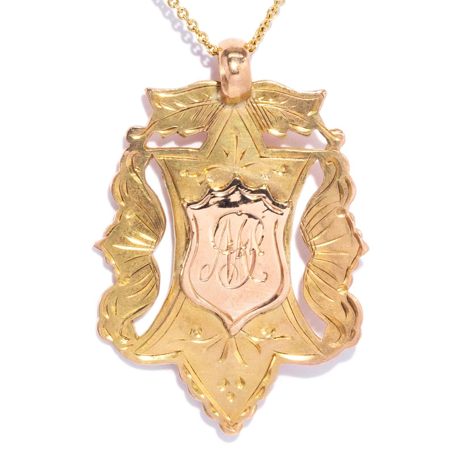 Maud 1924 Engraved & Hallmarked Medallion Shield Award Pendant 9ct Yellow Gold Pendants/Necklaces Imperial Jewellery 