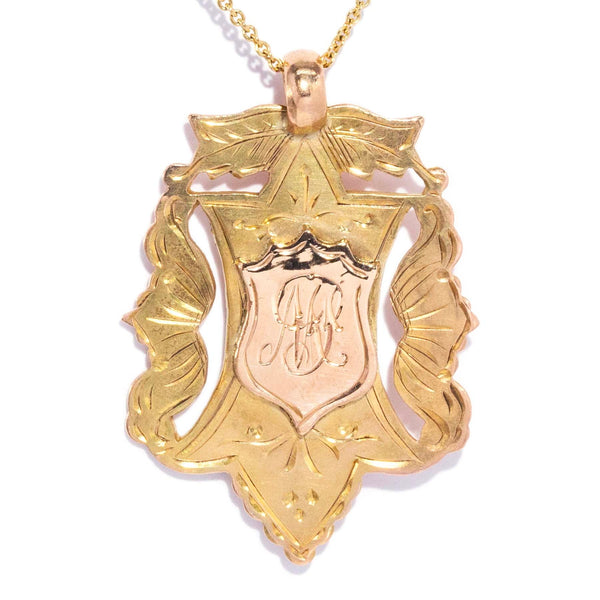 Maud 1924 Engraved & Hallmarked Medallion Shield Award Pendant 9ct Yellow Gold Pendants/Necklaces Imperial Jewellery 