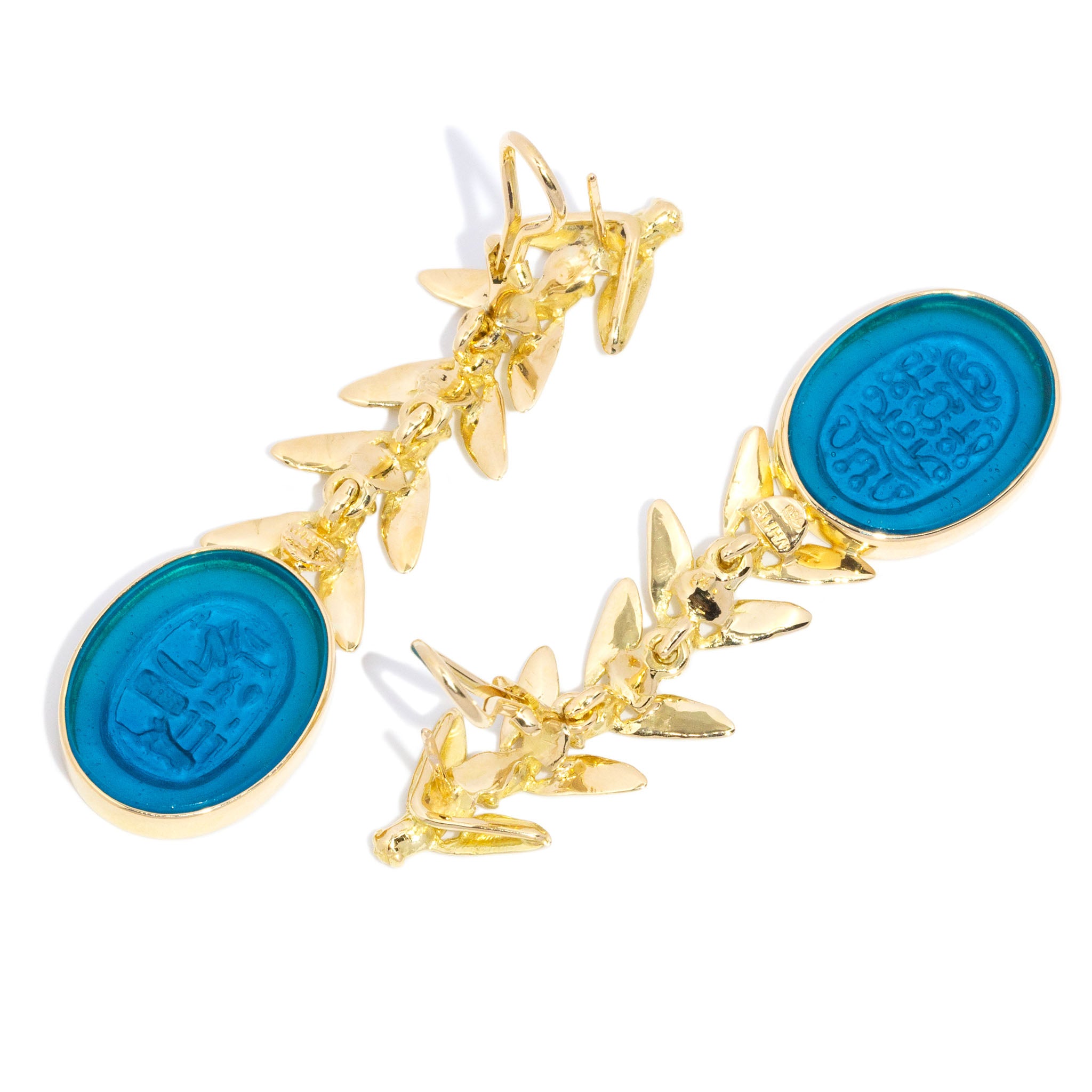 Meritra Fly Intaglio Drop Earrings 18K Gold | Tony White