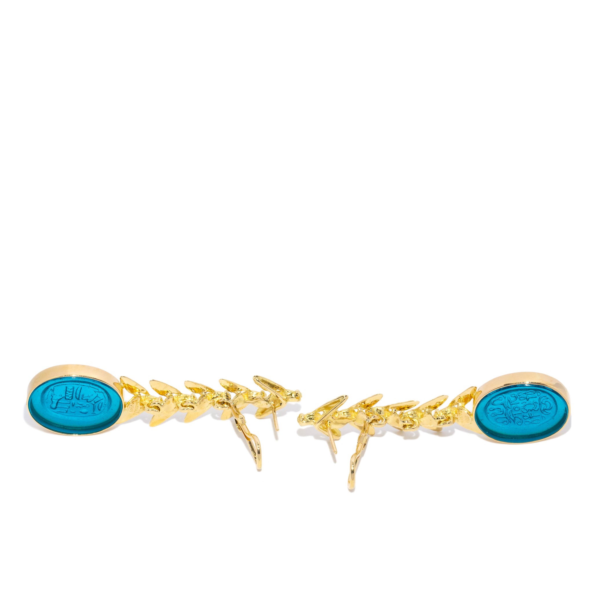 Meritra Fly Intaglio Drop Earrings 18K Gold | Tony White