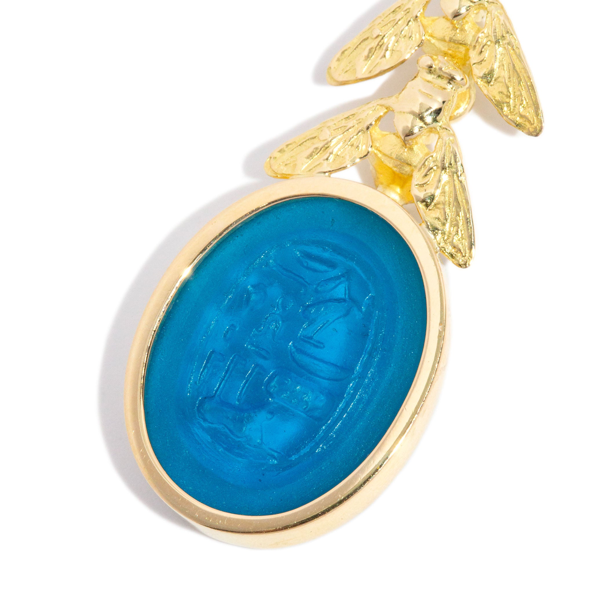 Meritra Fly Intaglio Drop Earrings 18K Gold | Tony White