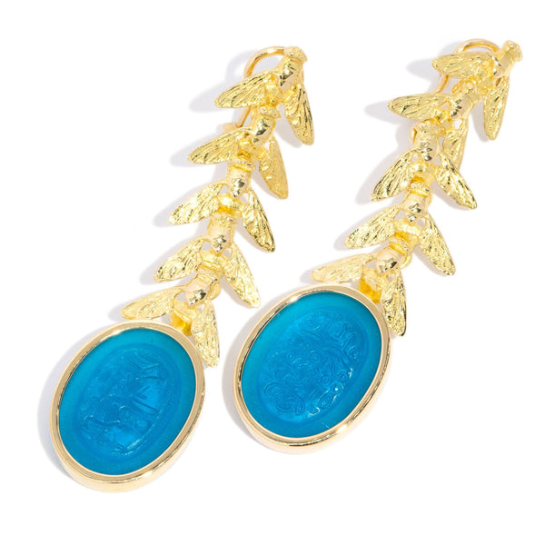 Meritra Fly Intaglio Drop Earrings 18K Gold | Tony White Earrings Anthology Jewellers 