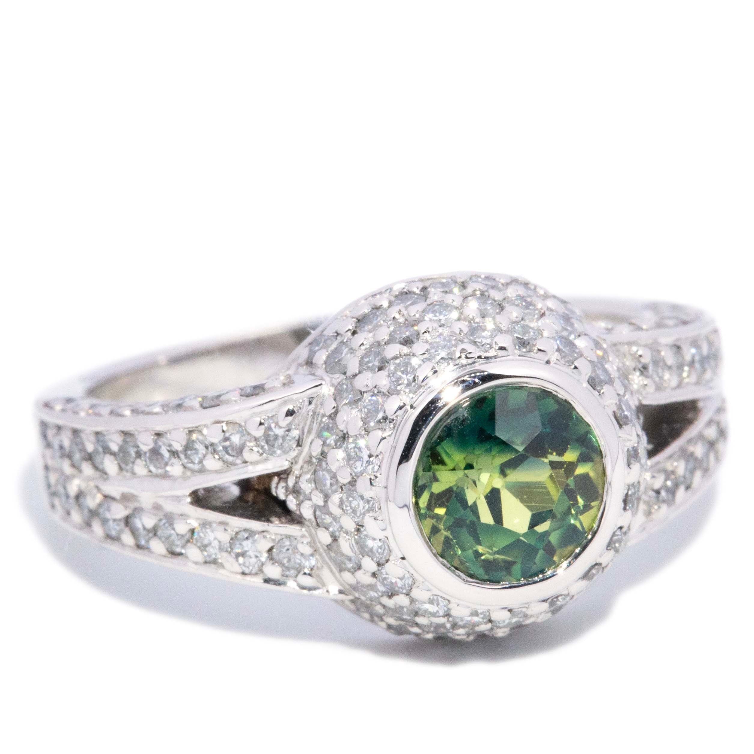 Merynda Parti Sapphire & Diamond Dress Ring 18K White Gold Rings Anthology Jewellers 