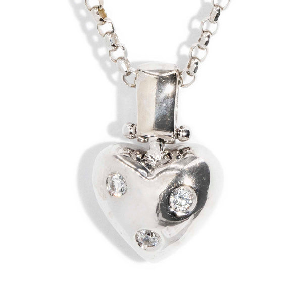 Mette Flush Set Diamond Bubble Heart Pendant 18K White Gold Charms & Pendants Anthology Jewellers 