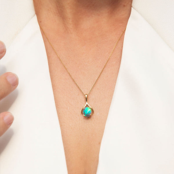 Mimi Solid Crystal Opal Openwork Pendant 18K Yellow Gold Charms & Pendants Anthology Jewellers 