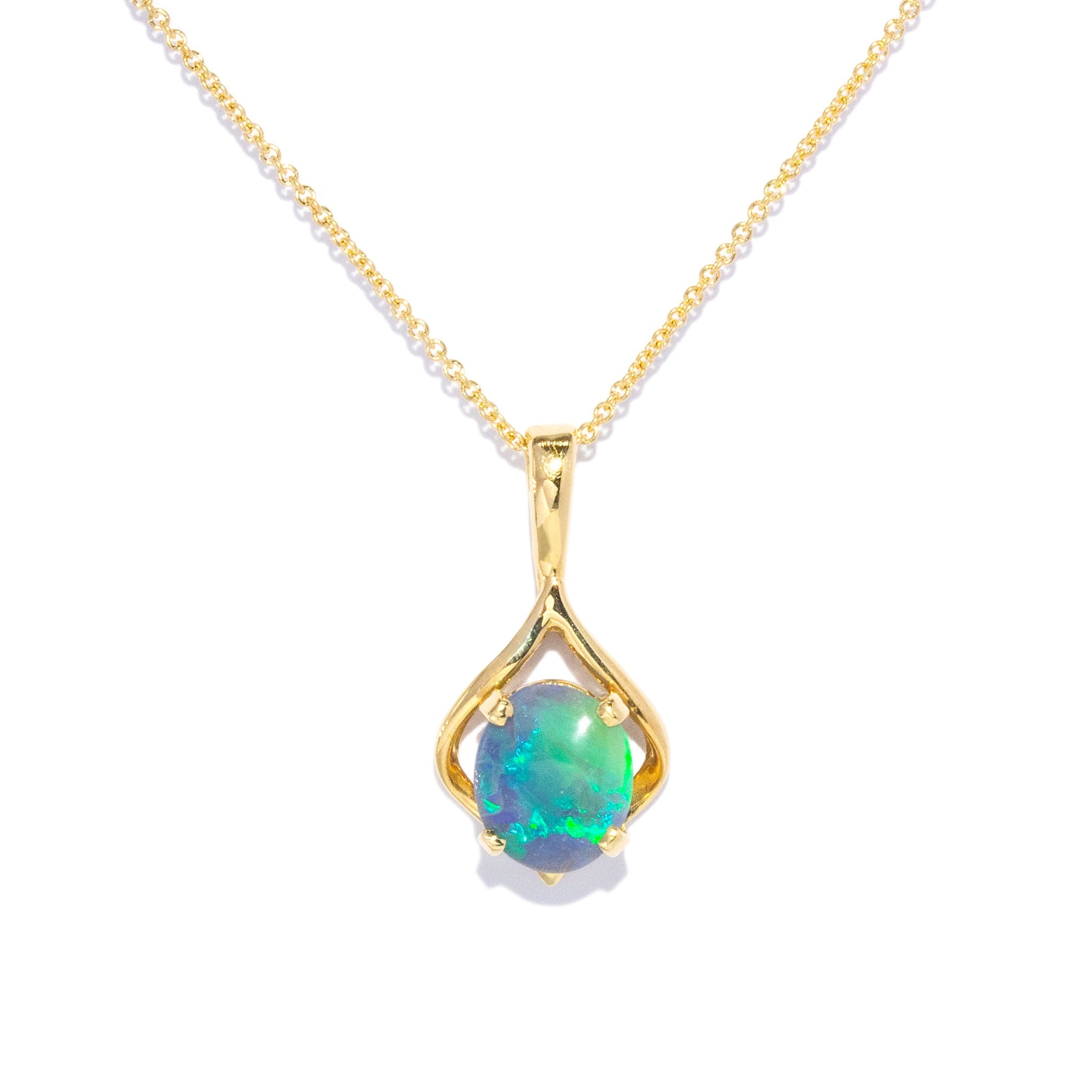 Mimi Solid Crystal Opal Openwork Pendant 18K Yellow Gold Charms & Pendants Anthology Jewellers 