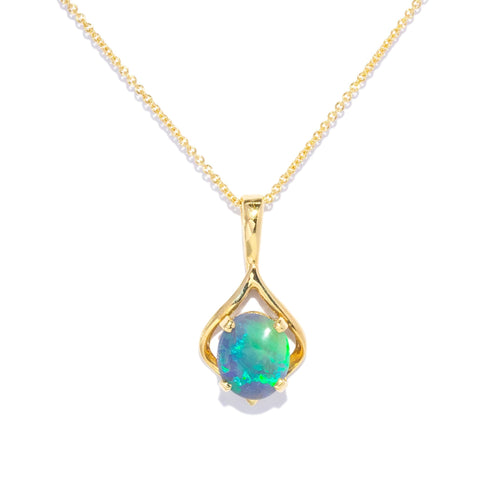 Mimi Solid Crystal Opal Openwork Pendant 18K Yellow Gold