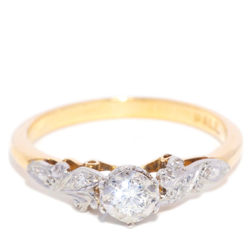 Mina 1950s Diamond Foliate Trilogy Ring 18K Two Tone Gold