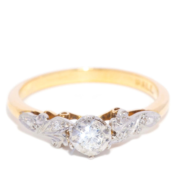 Mina 1950s Diamond Foliate Trilogy Ring 18K Two Tone Gold Rings Anthology Jewellers 
