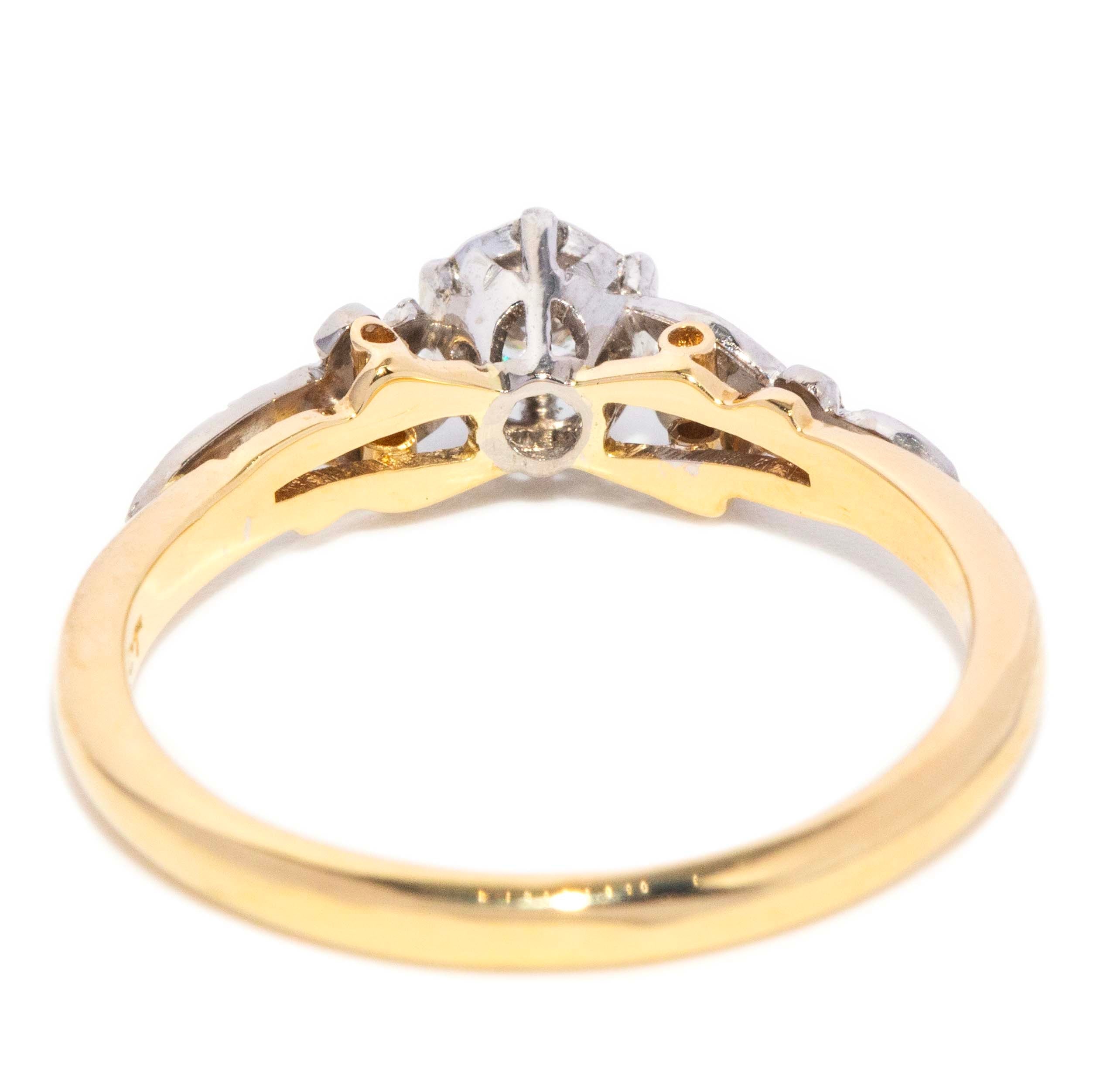 Mina 1950s Diamond Foliate Trilogy Ring 18K Two Tone Gold Rings Anthology Jewellers 