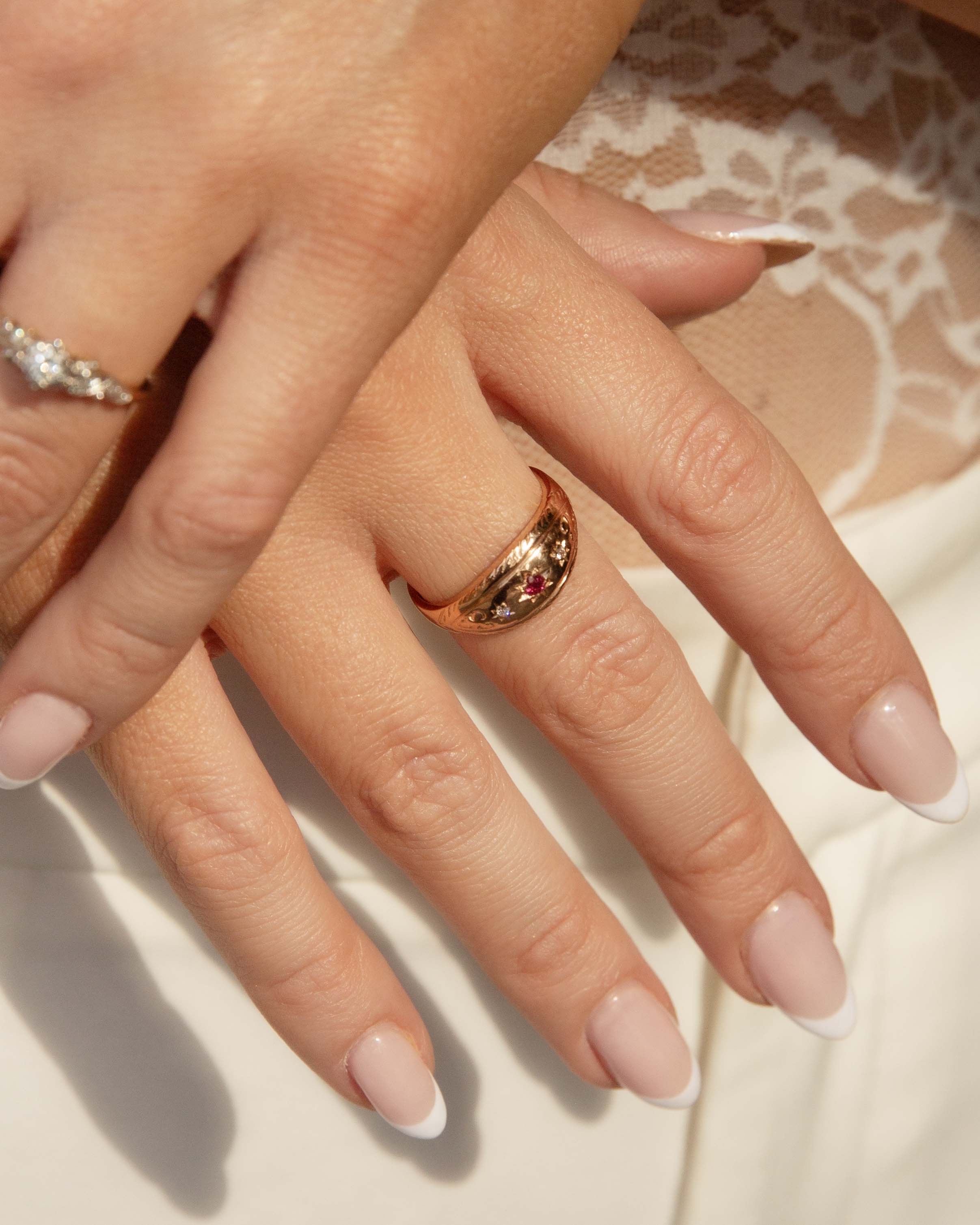 Mina 1950s Diamond Foliate Trilogy Ring 18K Two Tone Gold Rings Anthology Jewellers 