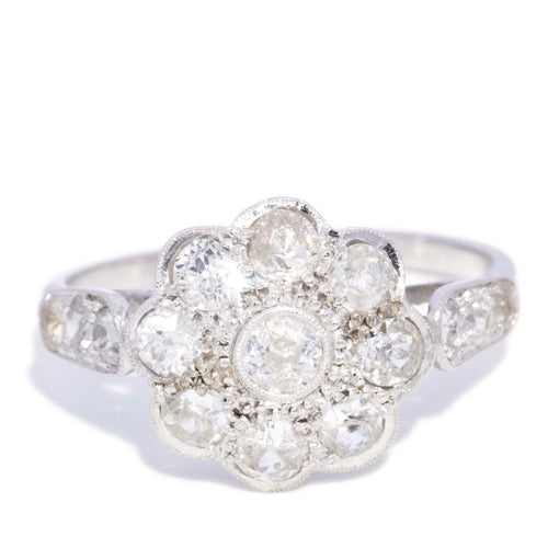 Mira Diamond Flower Cluster Ring 14K White Gold TDW 1.50ct