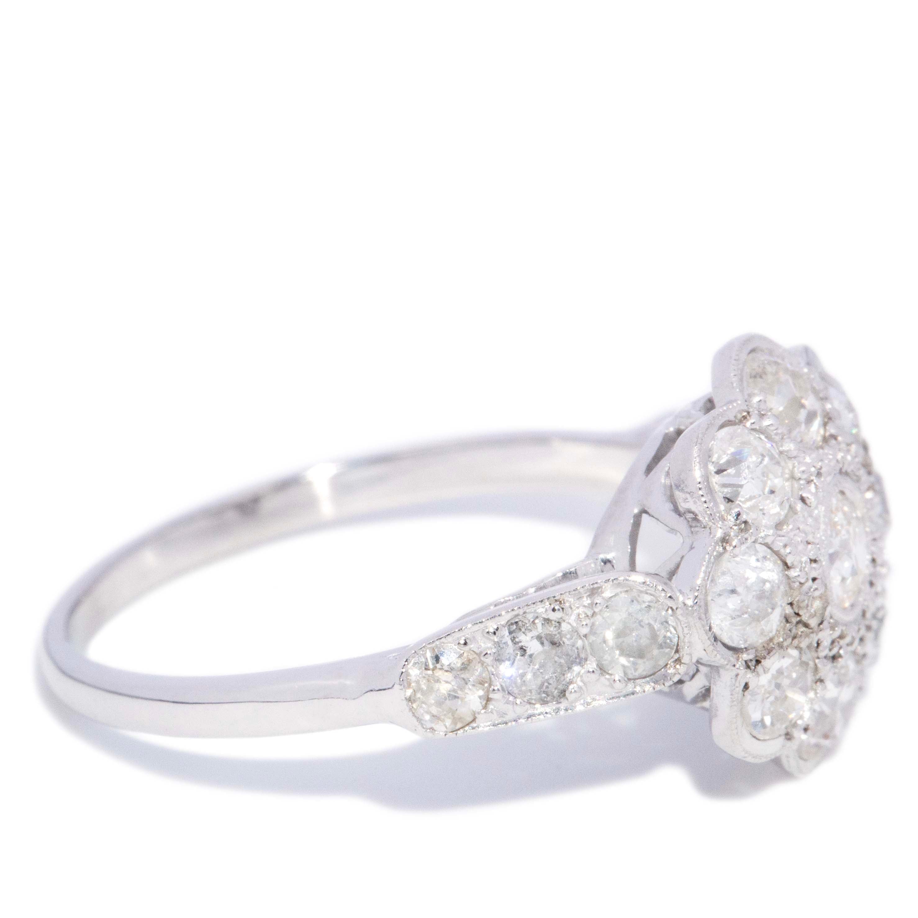 Mira Diamond Flower Cluster Ring 14K White Gold TDW 1.50ct Rings Imperial Jewellery 