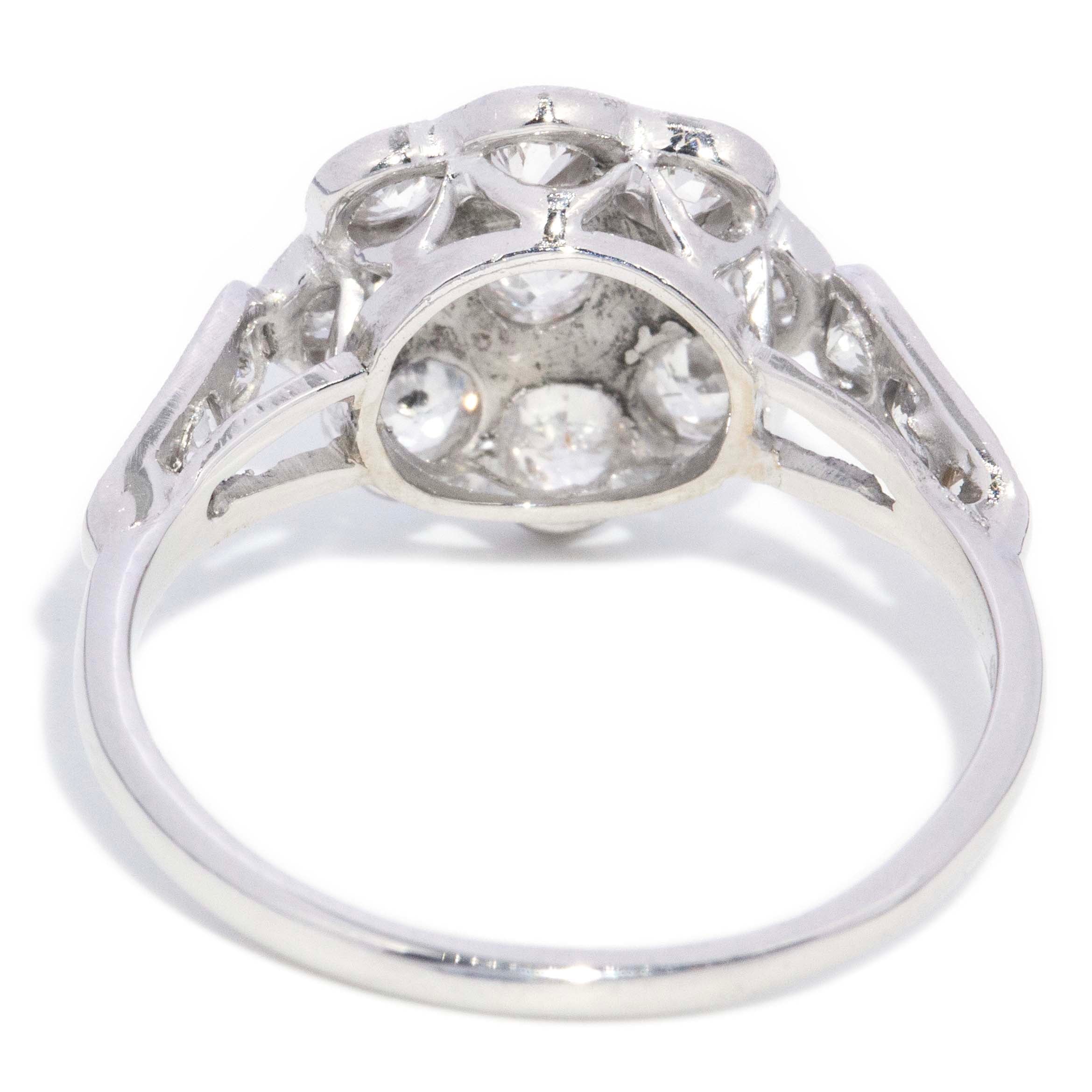 Mira Diamond Flower Cluster Ring 14K White Gold TDW 1.50ct Rings Imperial Jewellery 