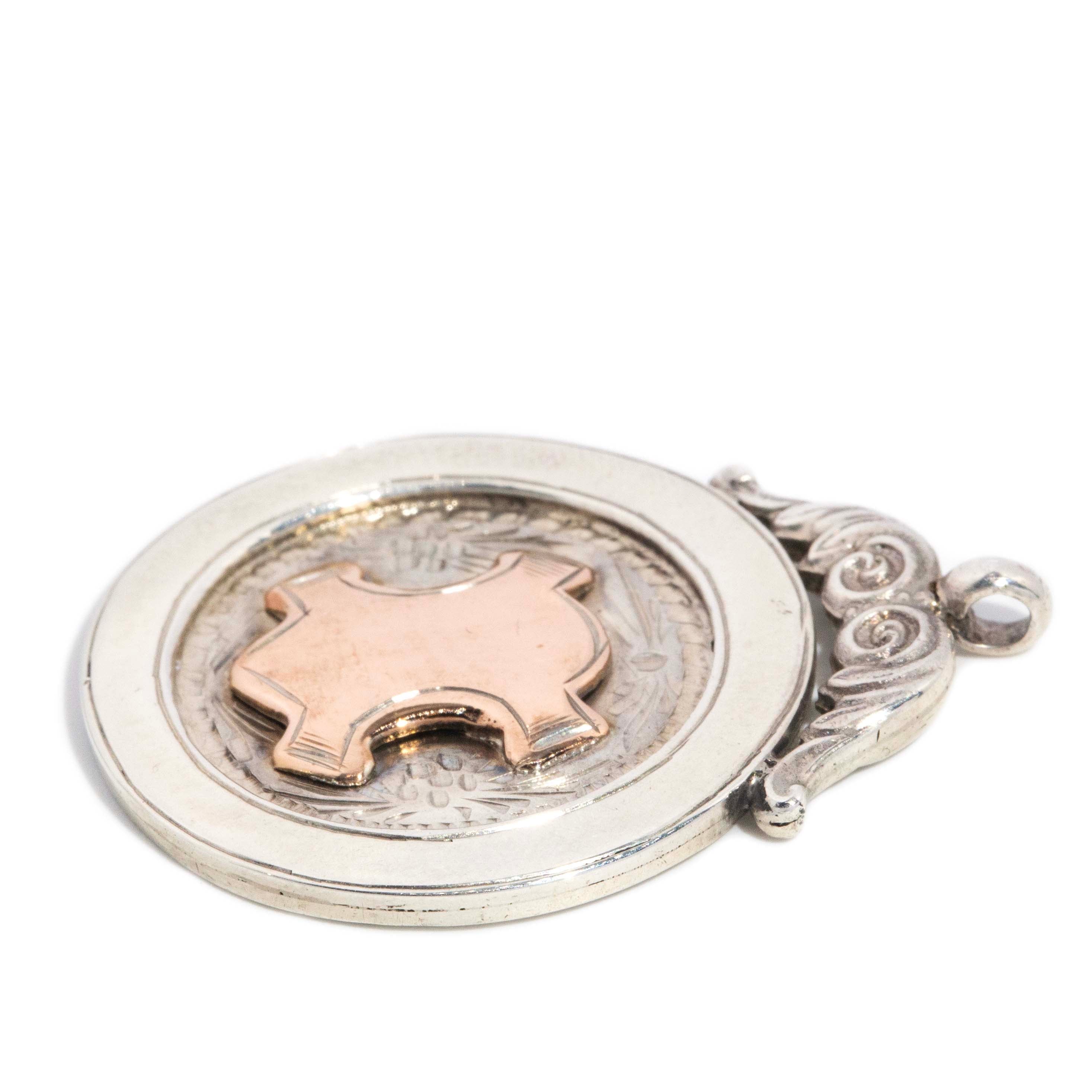 Murphy Antique 1924 Medallion Award Pendant Sterling Silver Rose Gold Lined Pendants/Necklaces Imperial Jewellery 