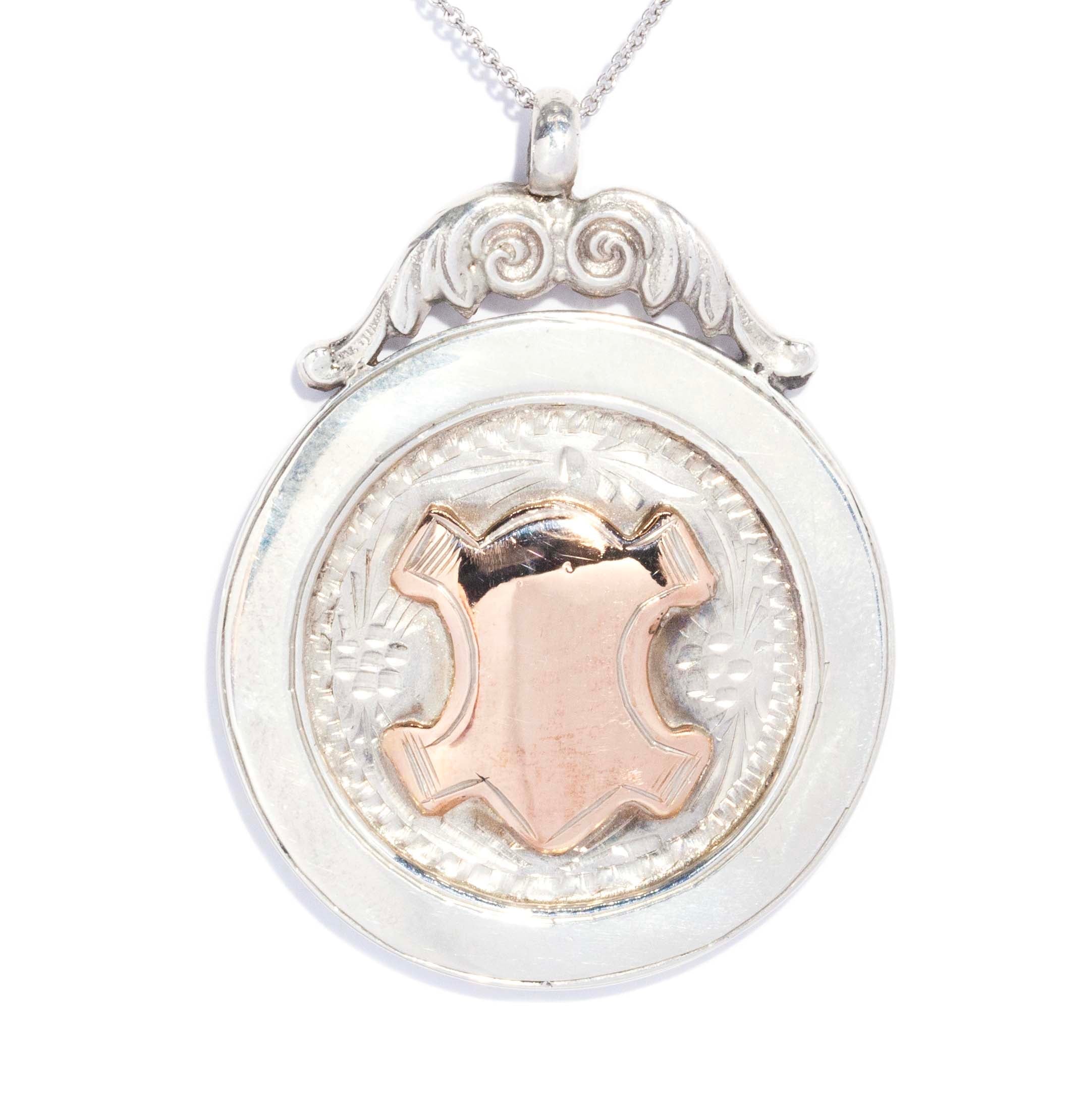 Murphy Antique 1924 Medallion Award Pendant Sterling Silver Rose Gold Lined Pendants/Necklaces Imperial Jewellery 