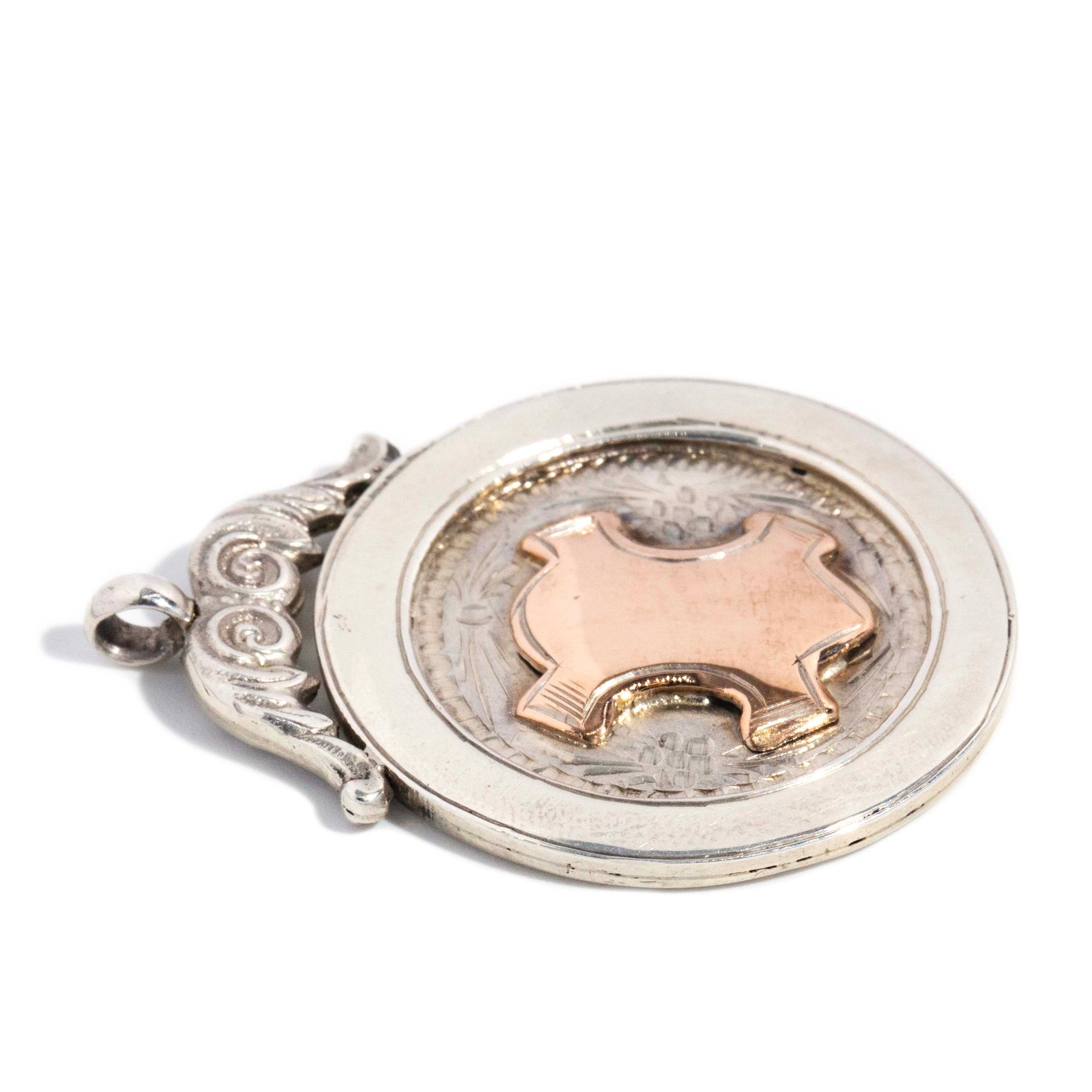 Murphy Antique 1924 Medallion Award Pendant Sterling Silver Rose Gold Lined Pendants/Necklaces Imperial Jewellery 