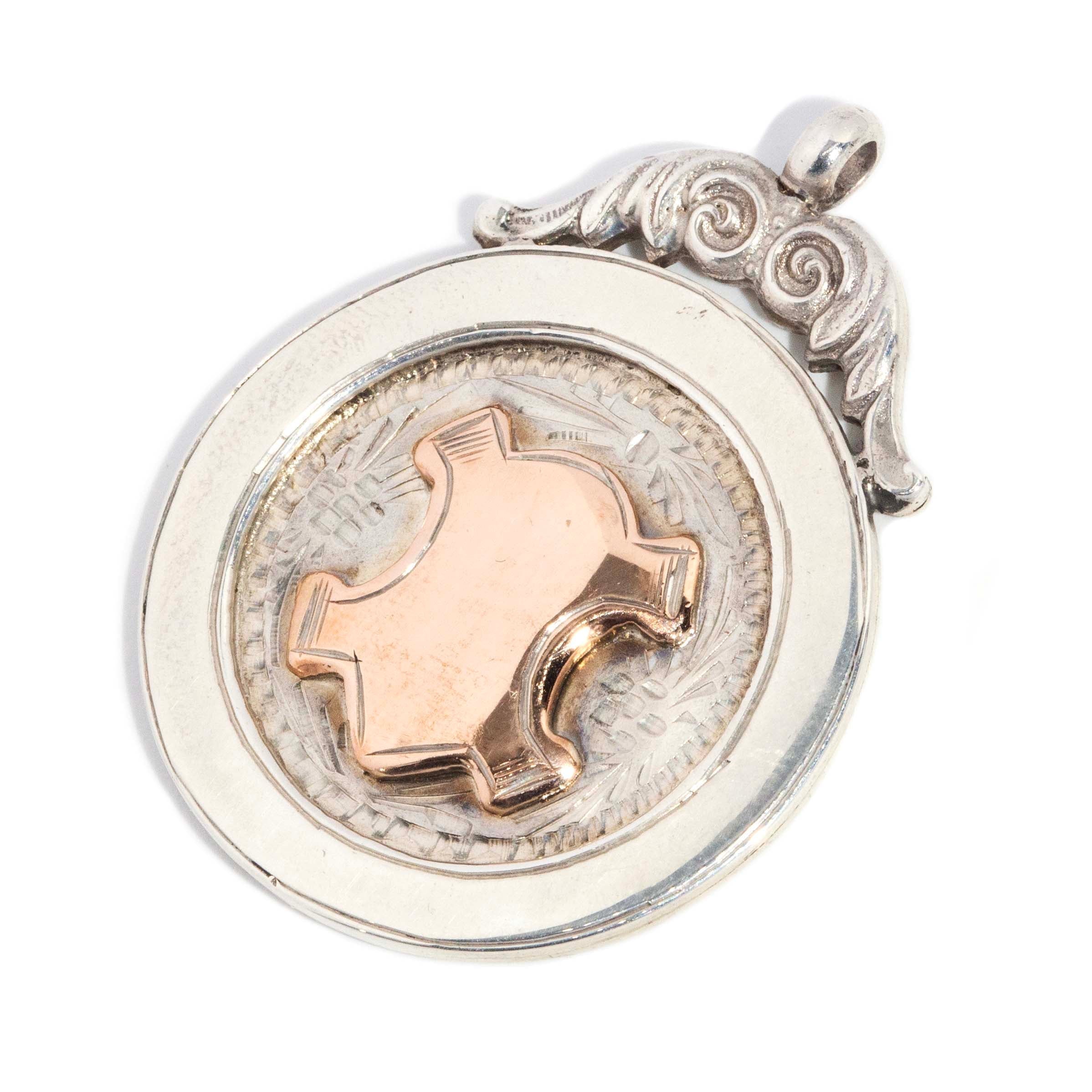 Murphy Antique 1924 Medallion Award Pendant Sterling Silver Rose Gold Lined Pendants/Necklaces Imperial Jewellery 