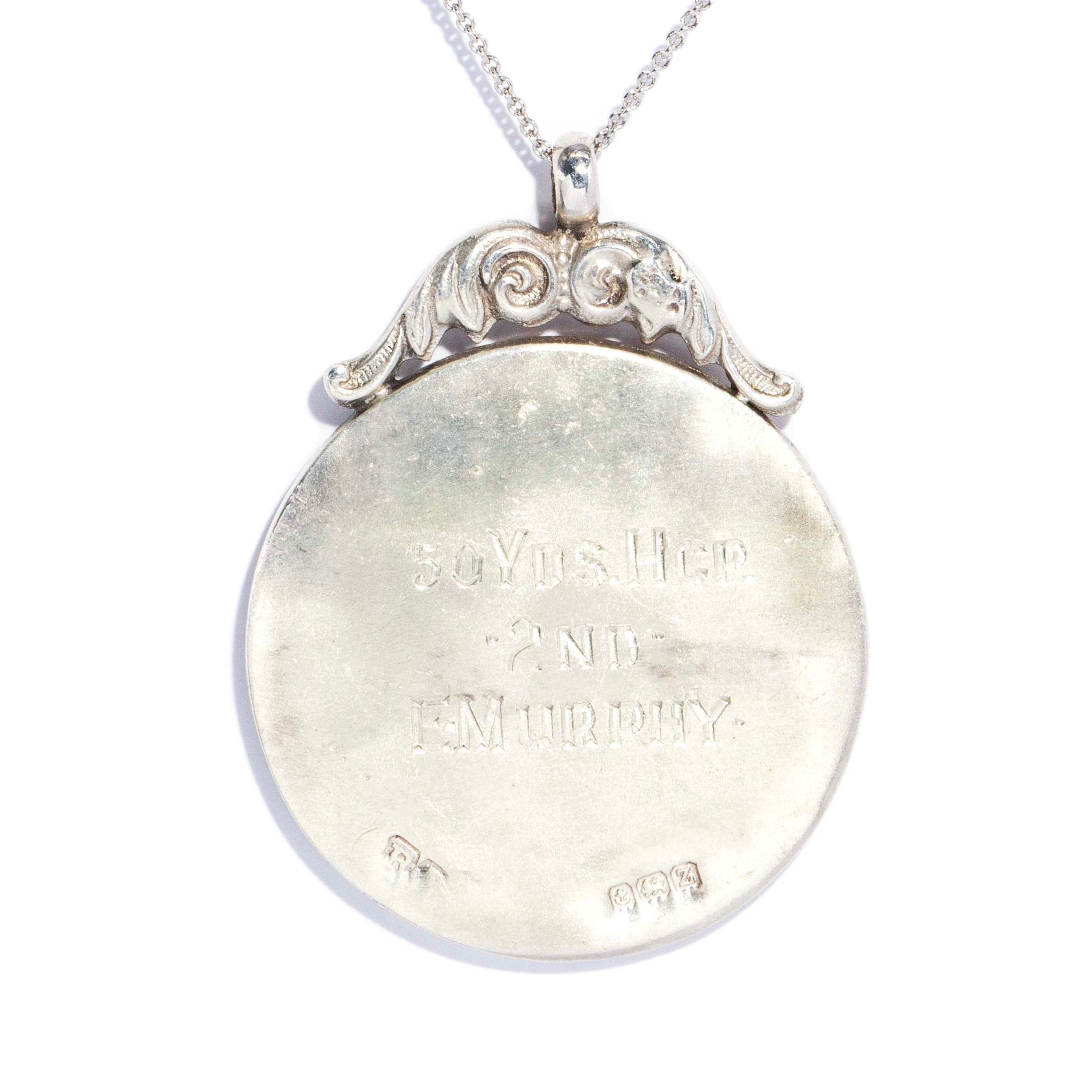 Murphy Antique 1924 Medallion Award Pendant Sterling Silver Rose Gold Lined Pendants/Necklaces Imperial Jewellery 