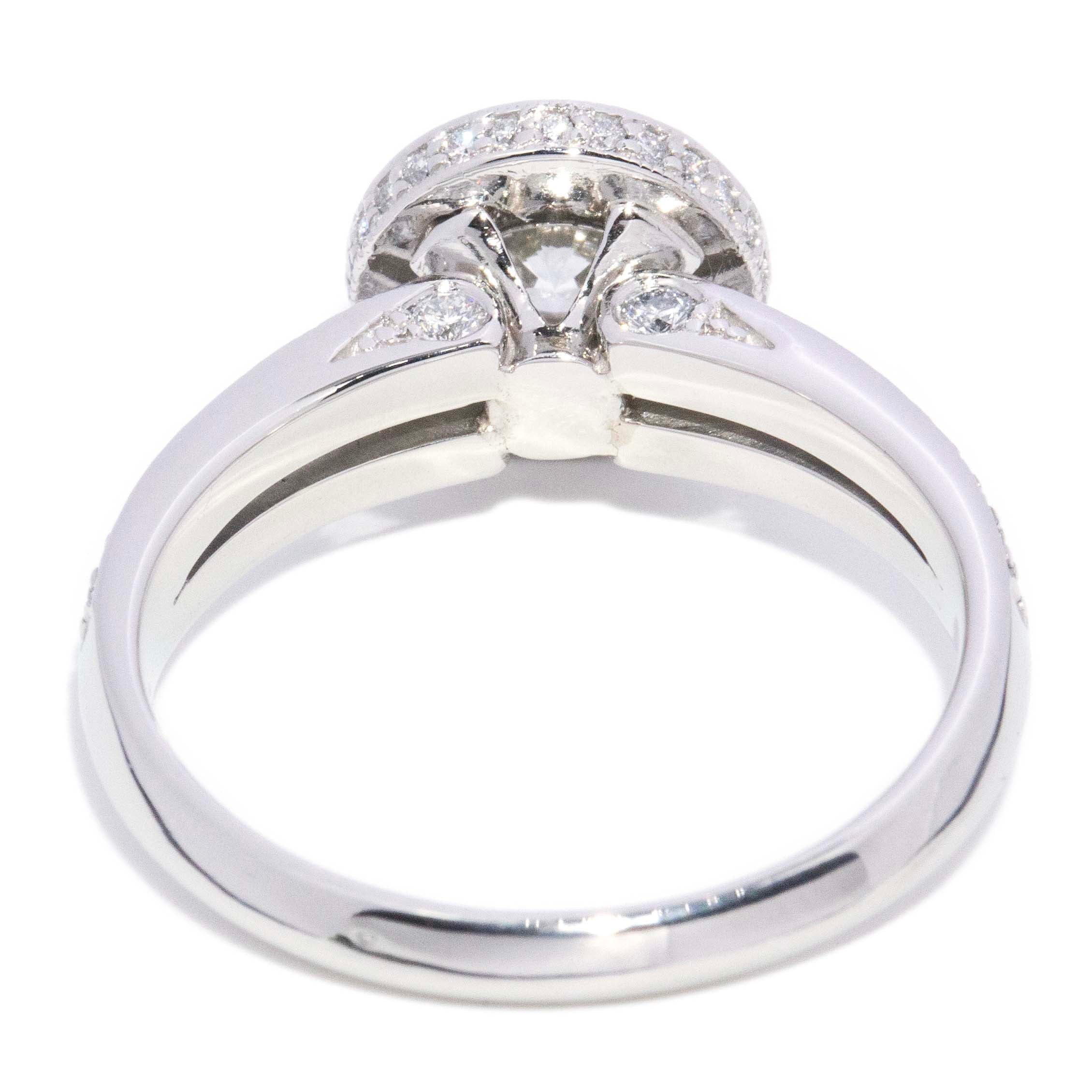Mya Rubover 0.65ct Diamond Platinum Split Shank Halo Ring Rings Anthology Jewellers 
