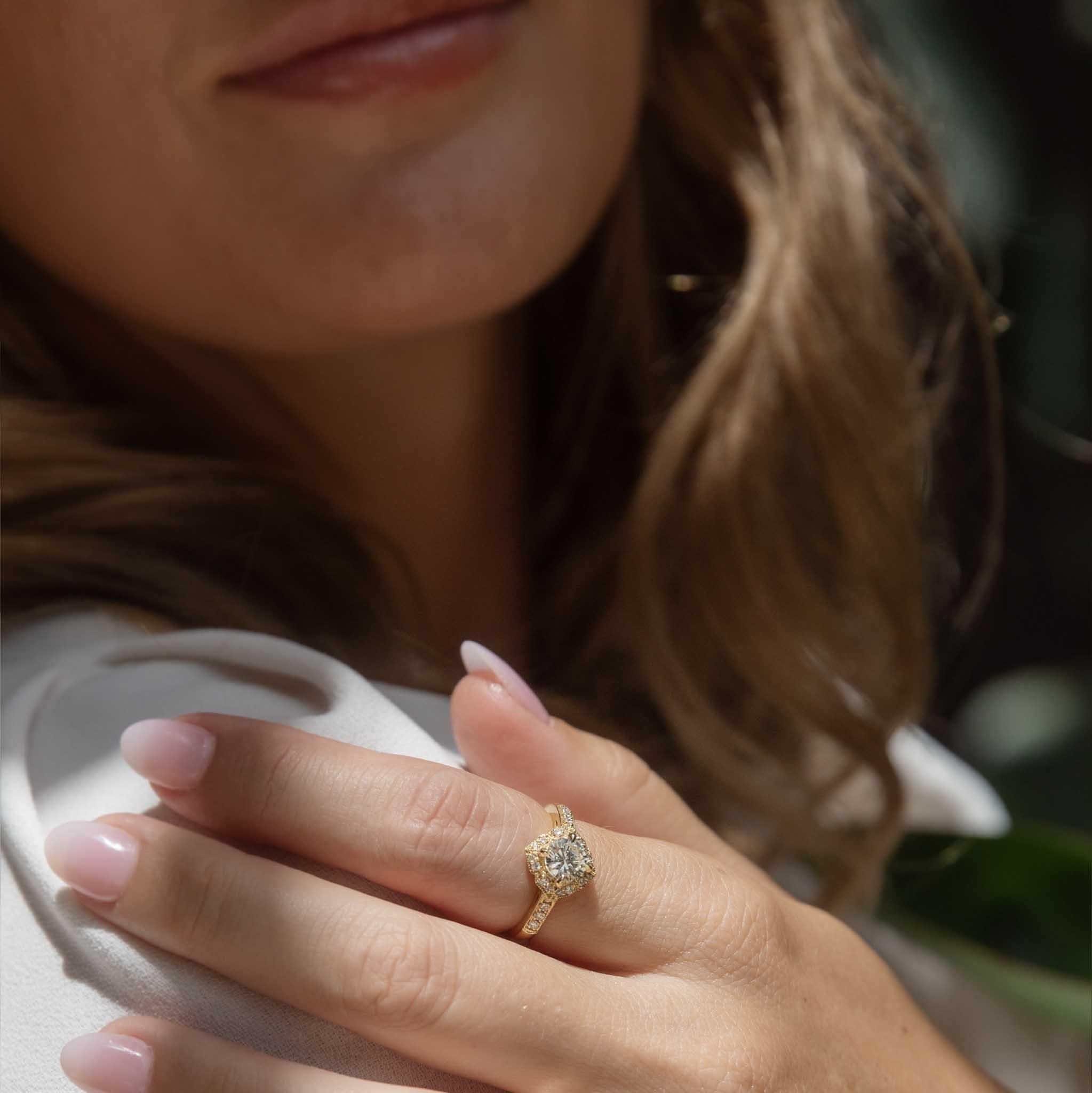 Myka 1.07ct Diamond Cushion Halo Ring 18ct Gold