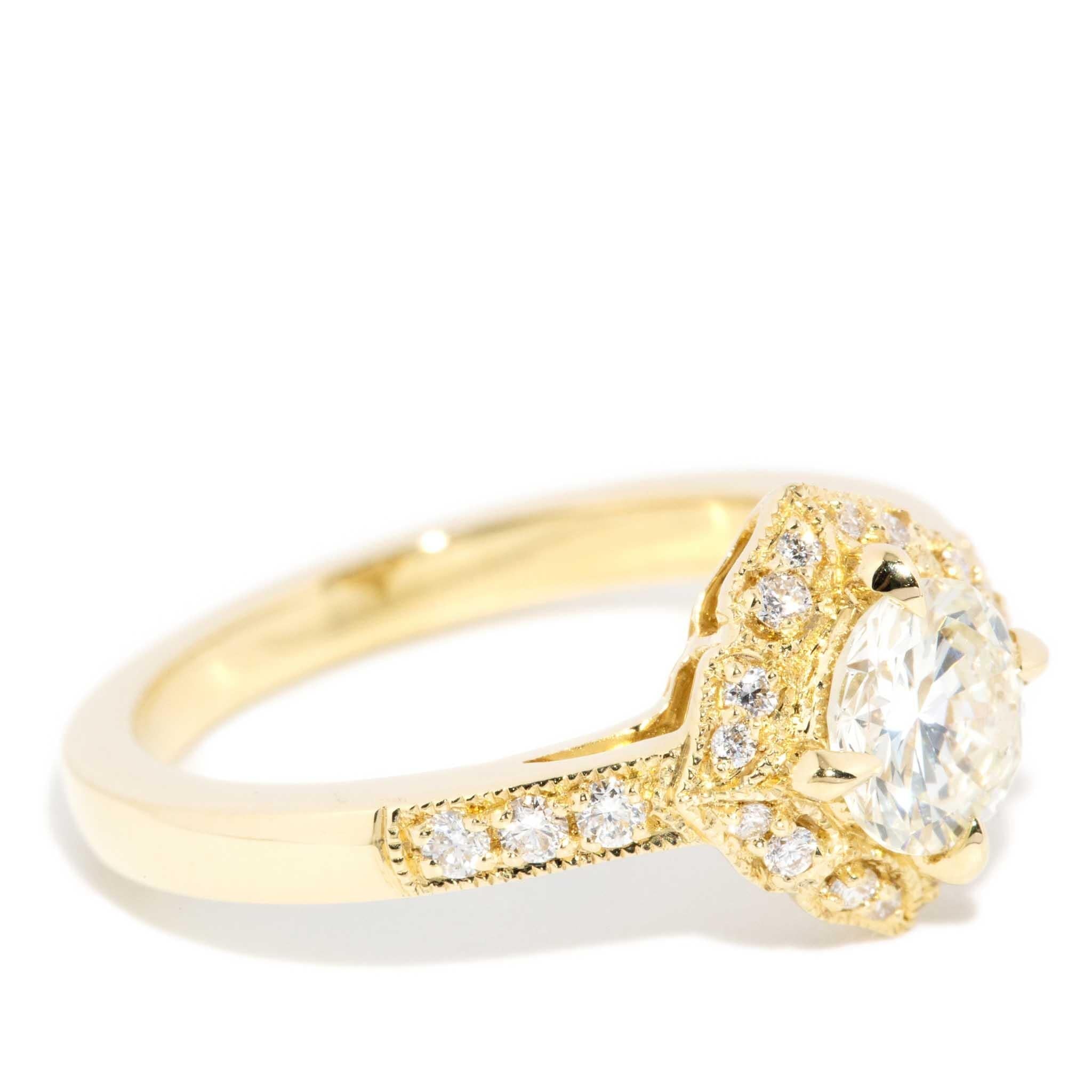 Myka 1.07ct Diamond Cushion Halo Ring 18ct Gold