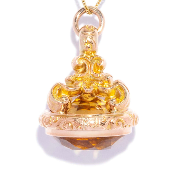 Nathalia Vintage Art Deco Era Citrine Drop Style Pendant 9ct Rose Gold Pendants/Necklaces Imperial Jewellery 