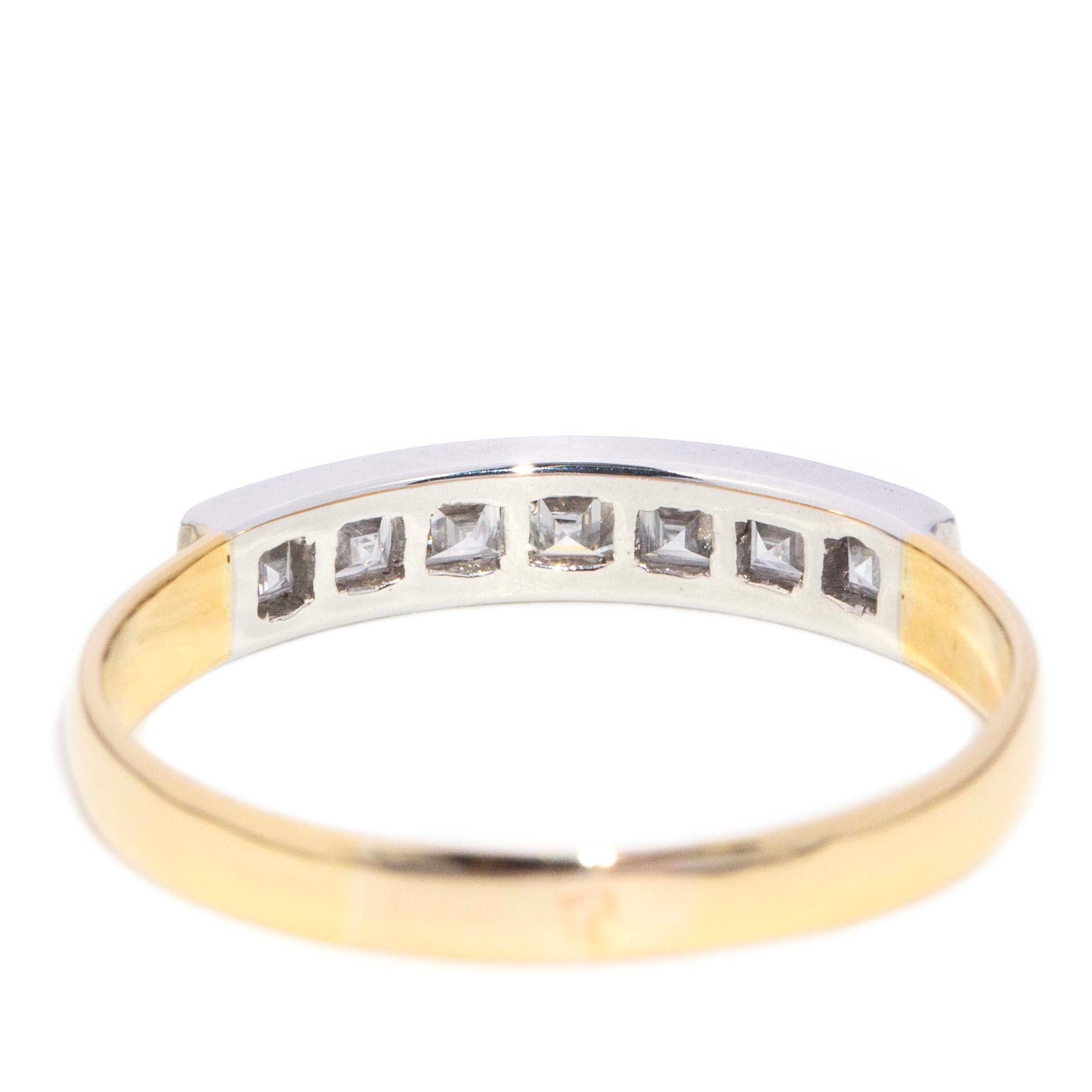 Nera Vintage Carre Cut Diamond Half Eternity Ring 14ct Two Tone Gold Rings Imperial Jewellery 