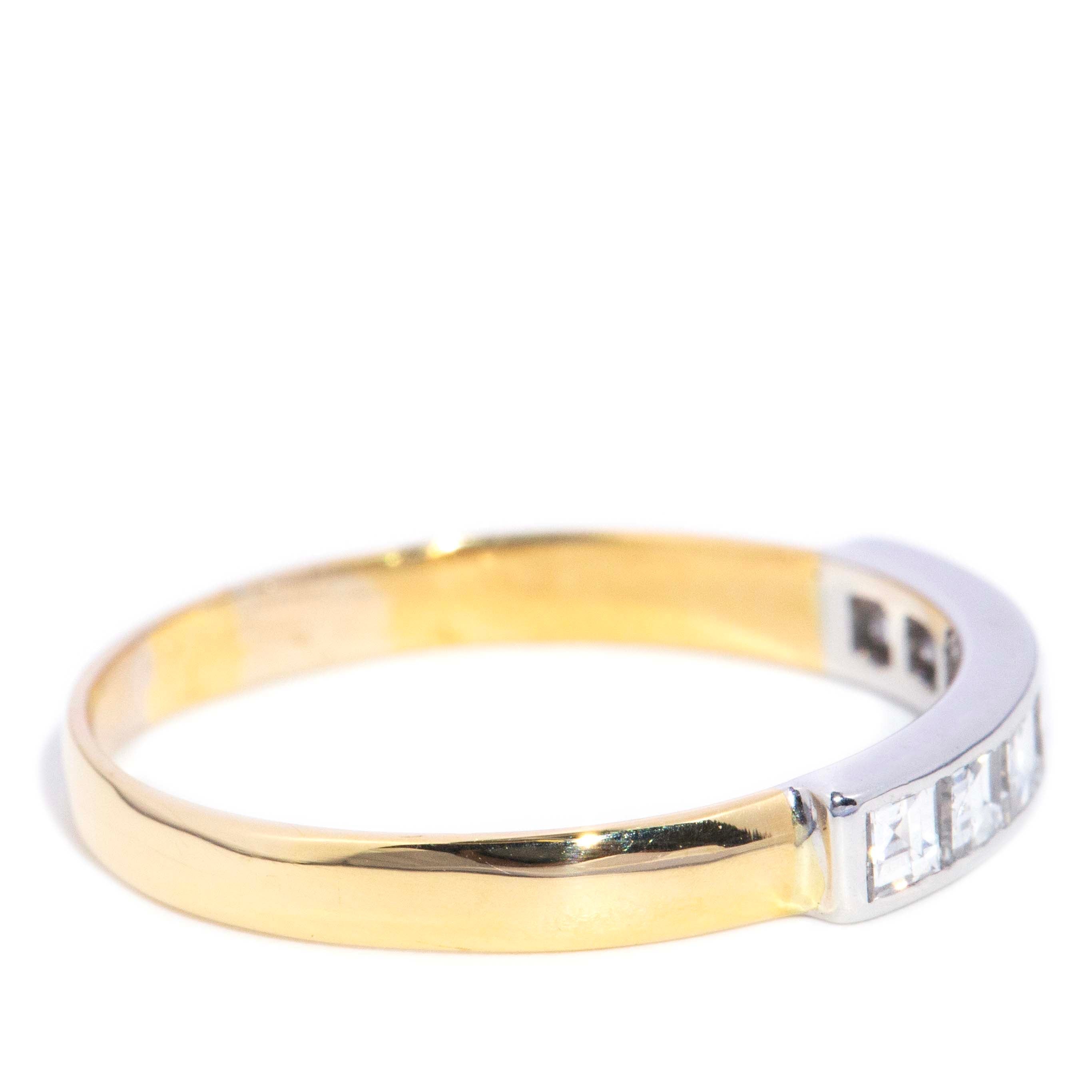 Nera Vintage Carre Cut Diamond Half Eternity Ring 14ct Two Tone Gold Rings Imperial Jewellery 