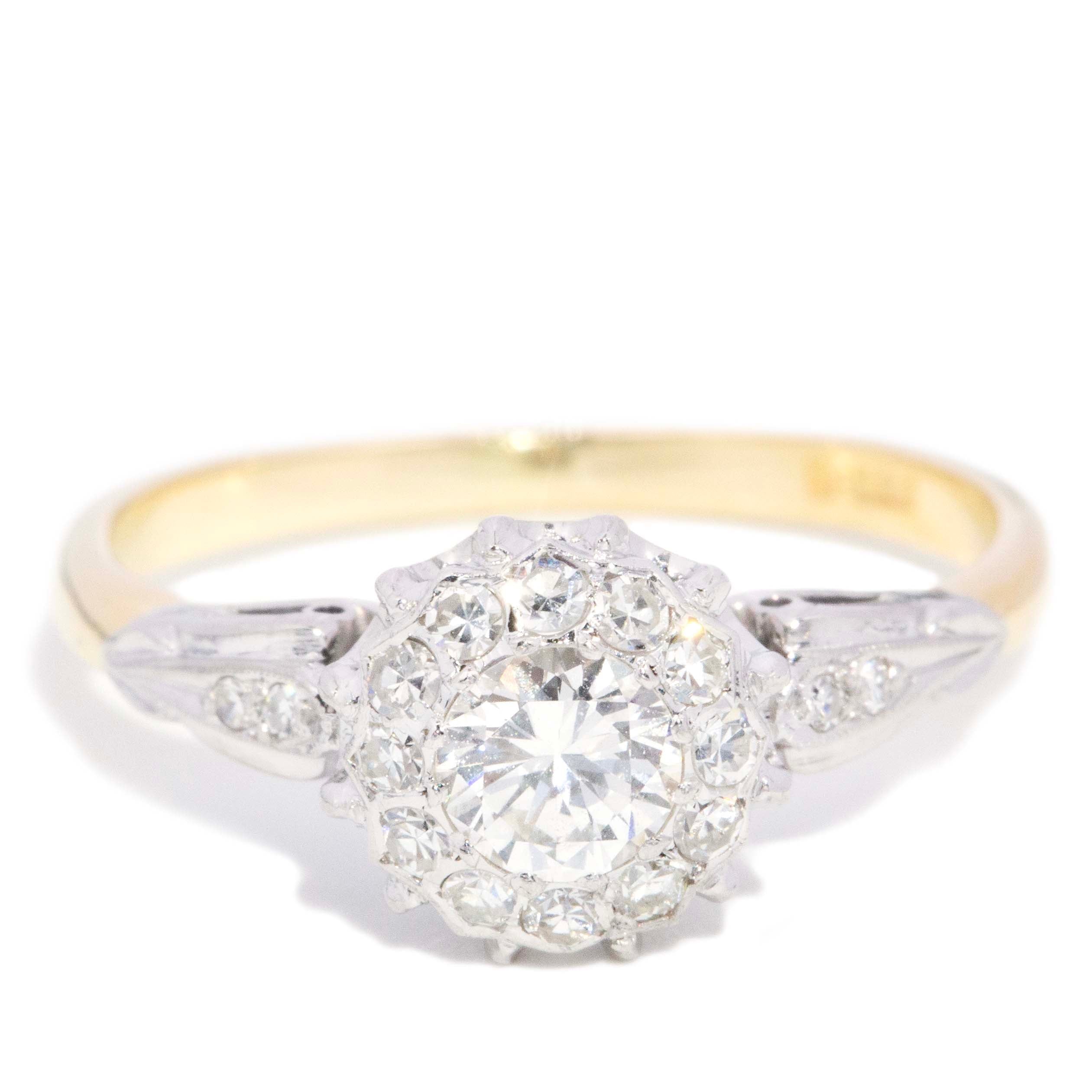 Nettie 1960s Diamond Cluster Ring 18K Two Tone Gold Rings Anthology Jewellers 