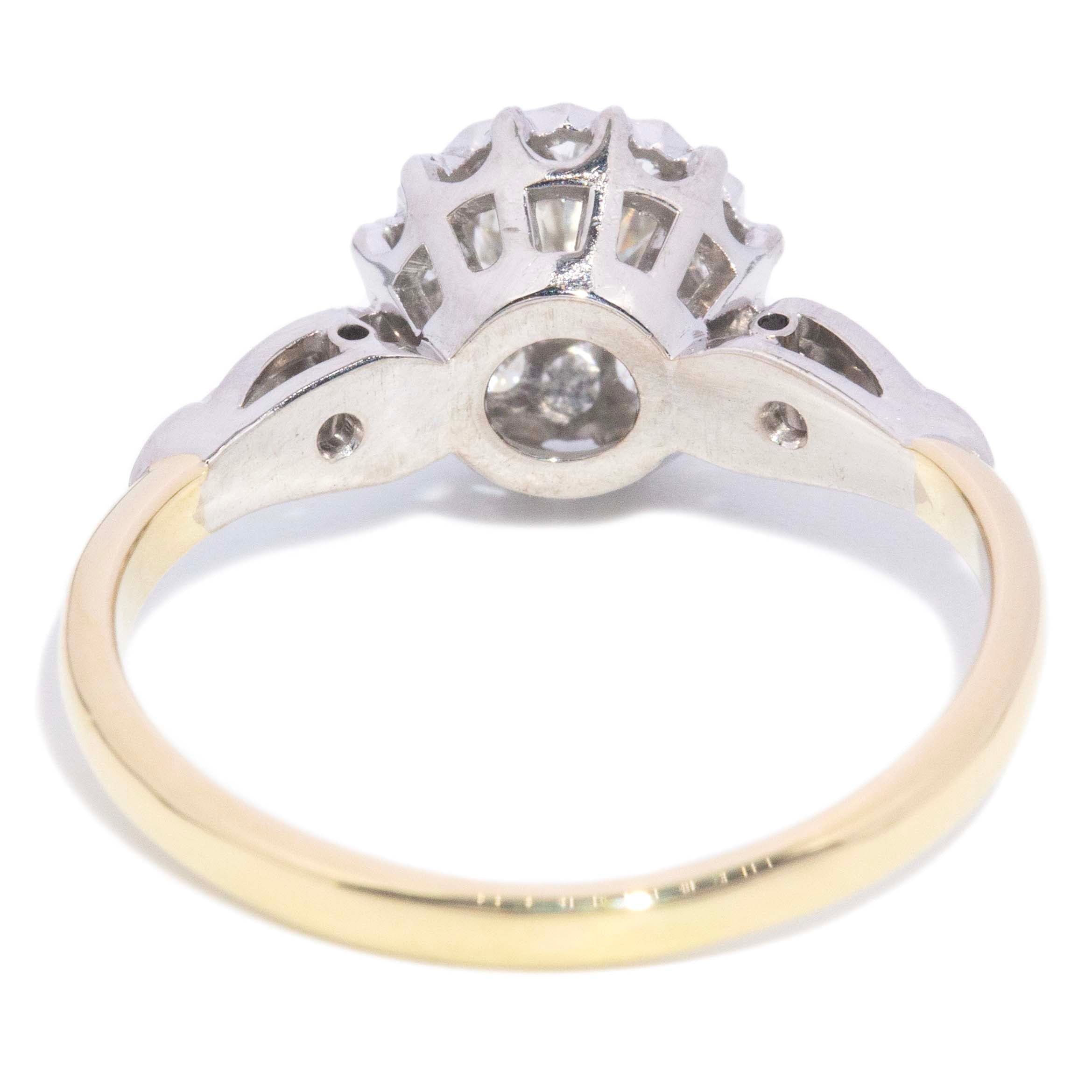 Nettie 1960s Diamond Cluster Ring 18K Two Tone Gold Rings Anthology Jewellers 