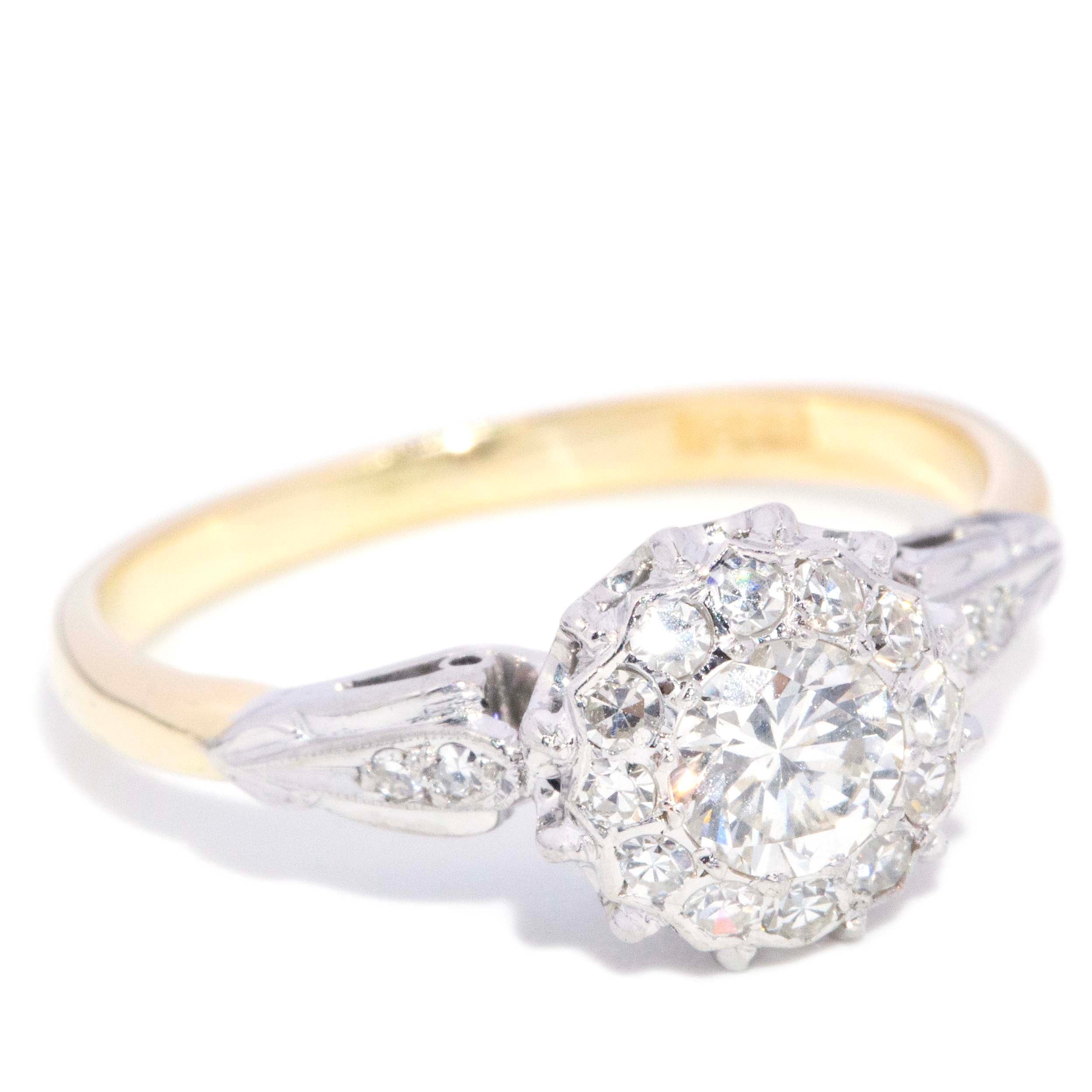 Nettie 1960s Diamond Cluster Ring 18K Two Tone Gold Rings Anthology Jewellers 