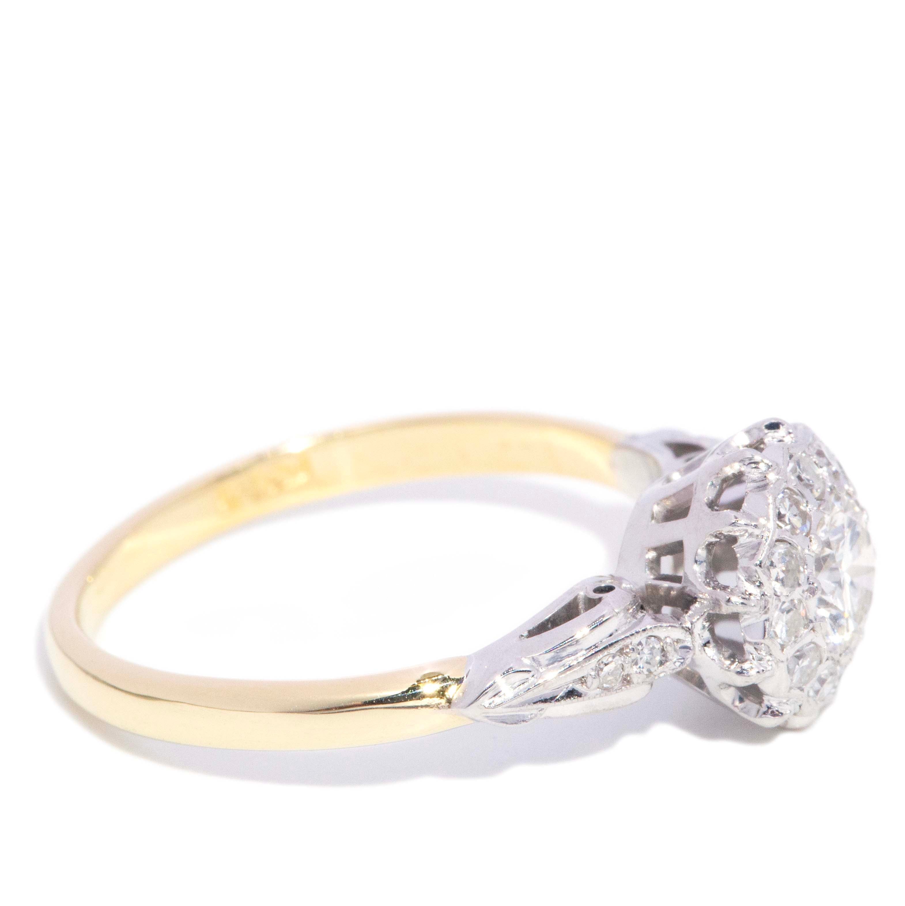 Nettie 1960s Diamond Cluster Ring 18K Two Tone Gold Rings Anthology Jewellers 