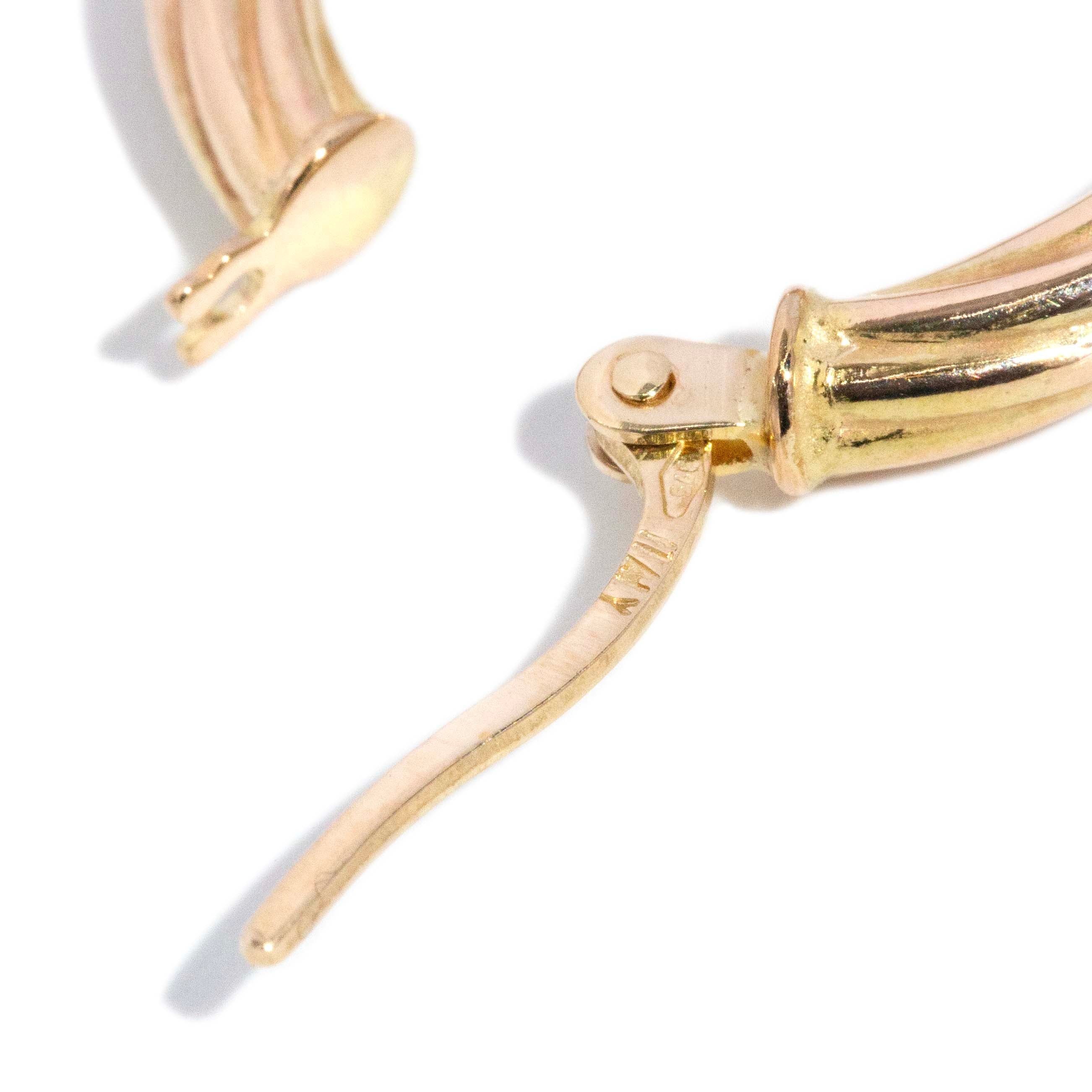 Neve Vintage Circa 1990s Twisted Texture Hoop Style Earrings 9ct Yellow Gold Earrings Imperial Jewellery 
