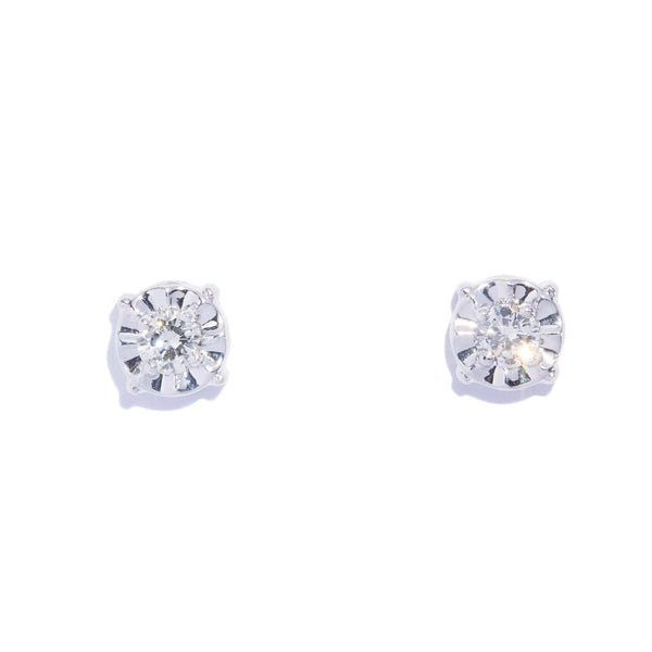 Nikki Solitaire Diamond Studs 14K White Gold