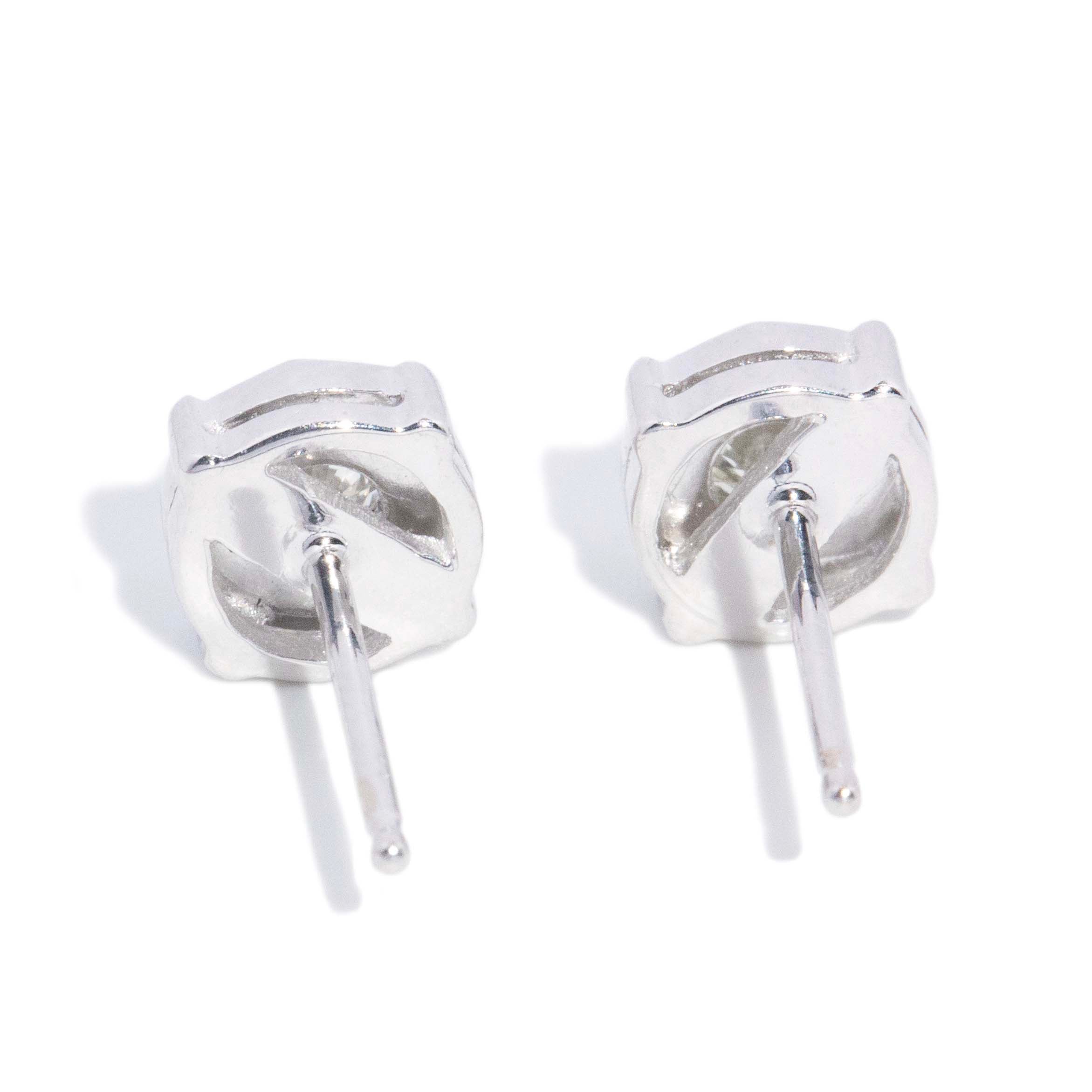 Nikki Solitaire Diamond Studs 14K White Gold