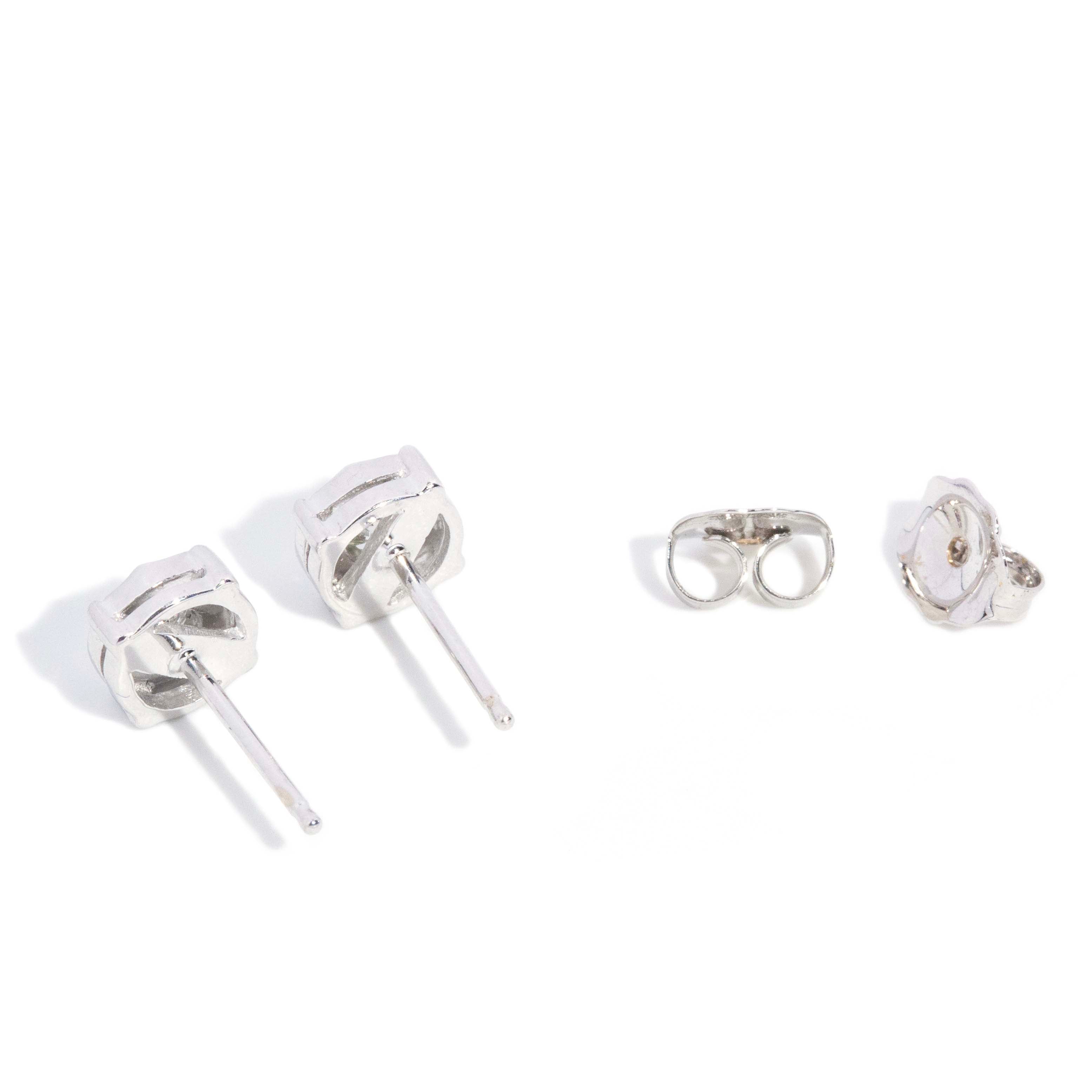 Nikki Solitaire Diamond Studs 14K White Gold