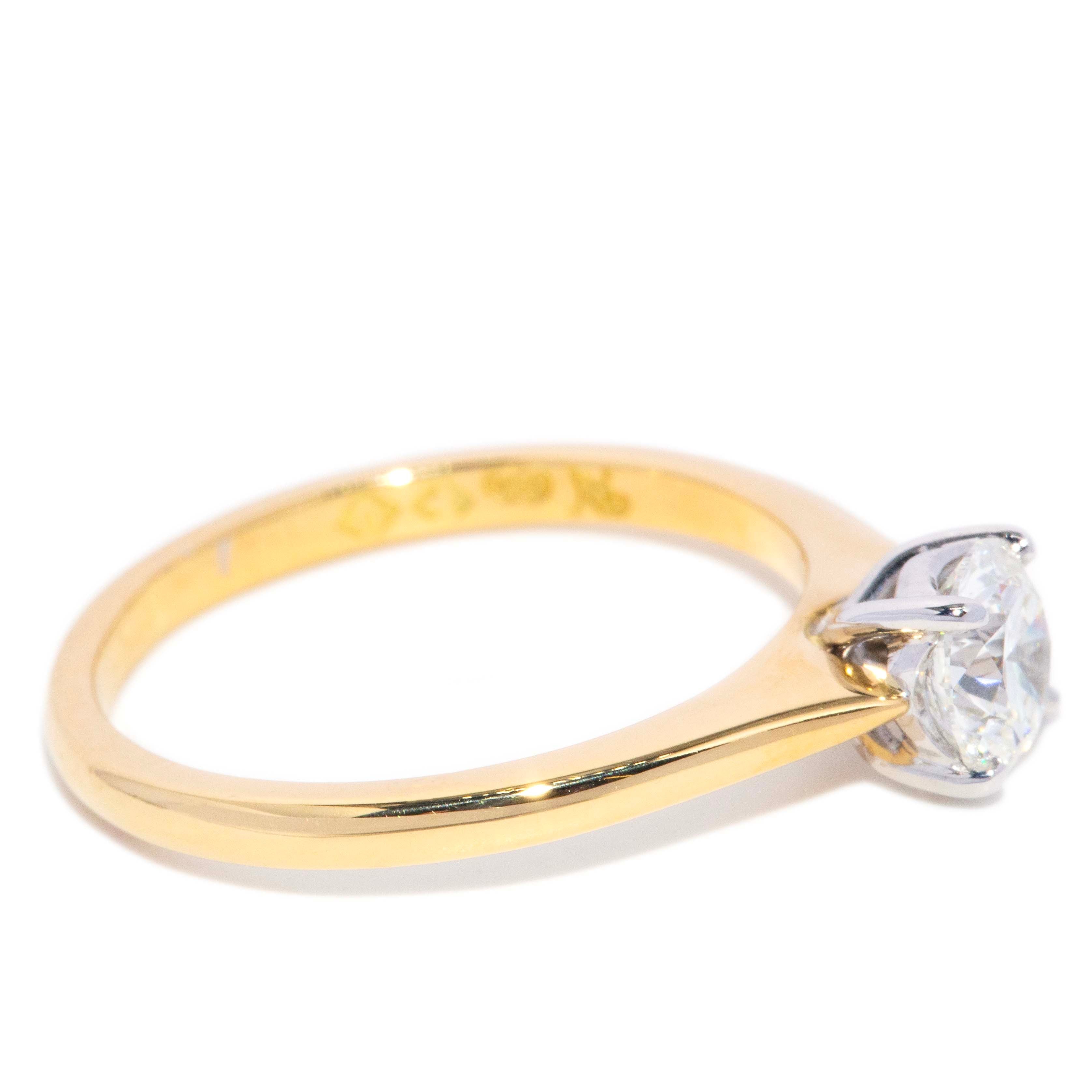 Nolsie HRD Certified 0.90 Carat Solitaire Diamond Ring 18ct Two Tone Gold Rings Imperial Jewellery 