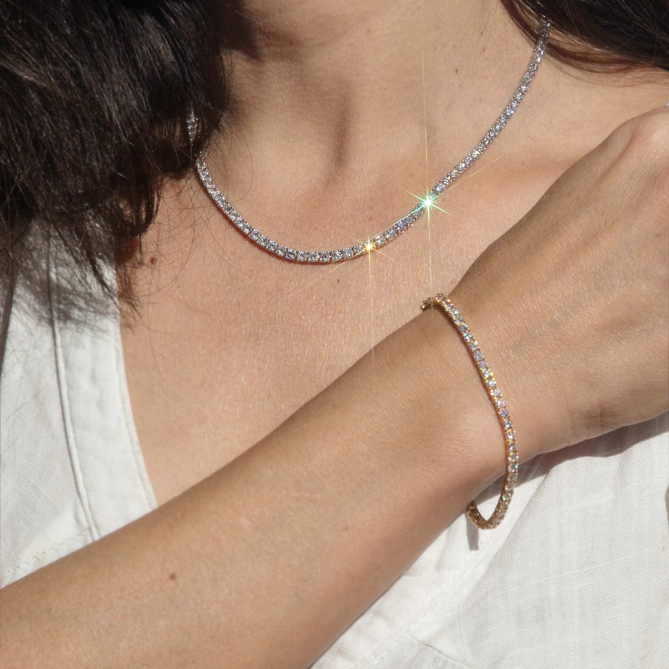 Nuala Contemporary 14.85 Carat Diamond Rivière Necklace 18ct White Gold Pendants/Necklaces Imperial Jewellery 