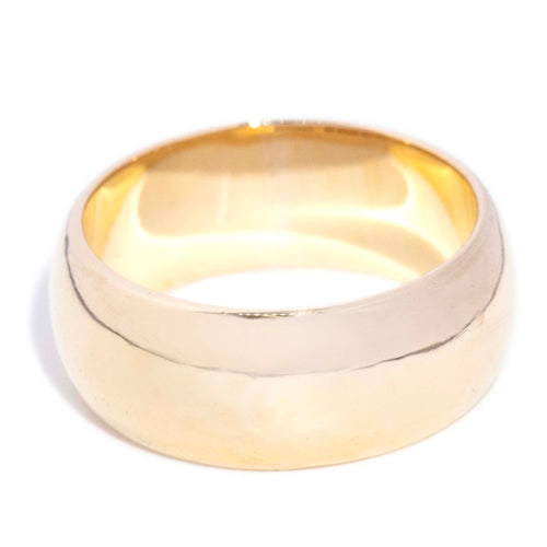 Nyssa 1980s Wide Curved Men's Wedding Band 9K Yellow Gold